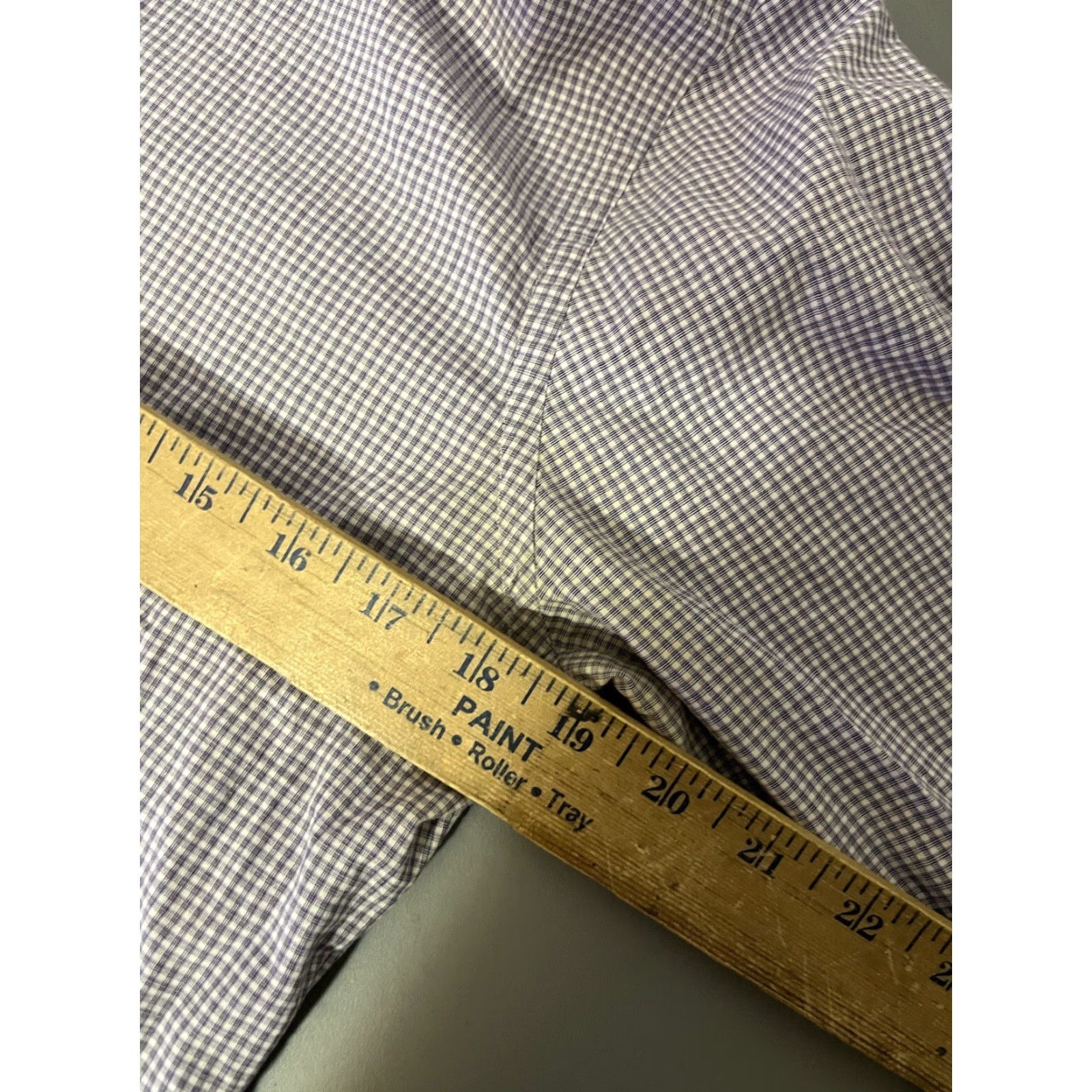 Express Express Dress Shirt Purple Plaid Solid Button Shirt Adult Medium Mens Size 40R - 5 Thumbnail