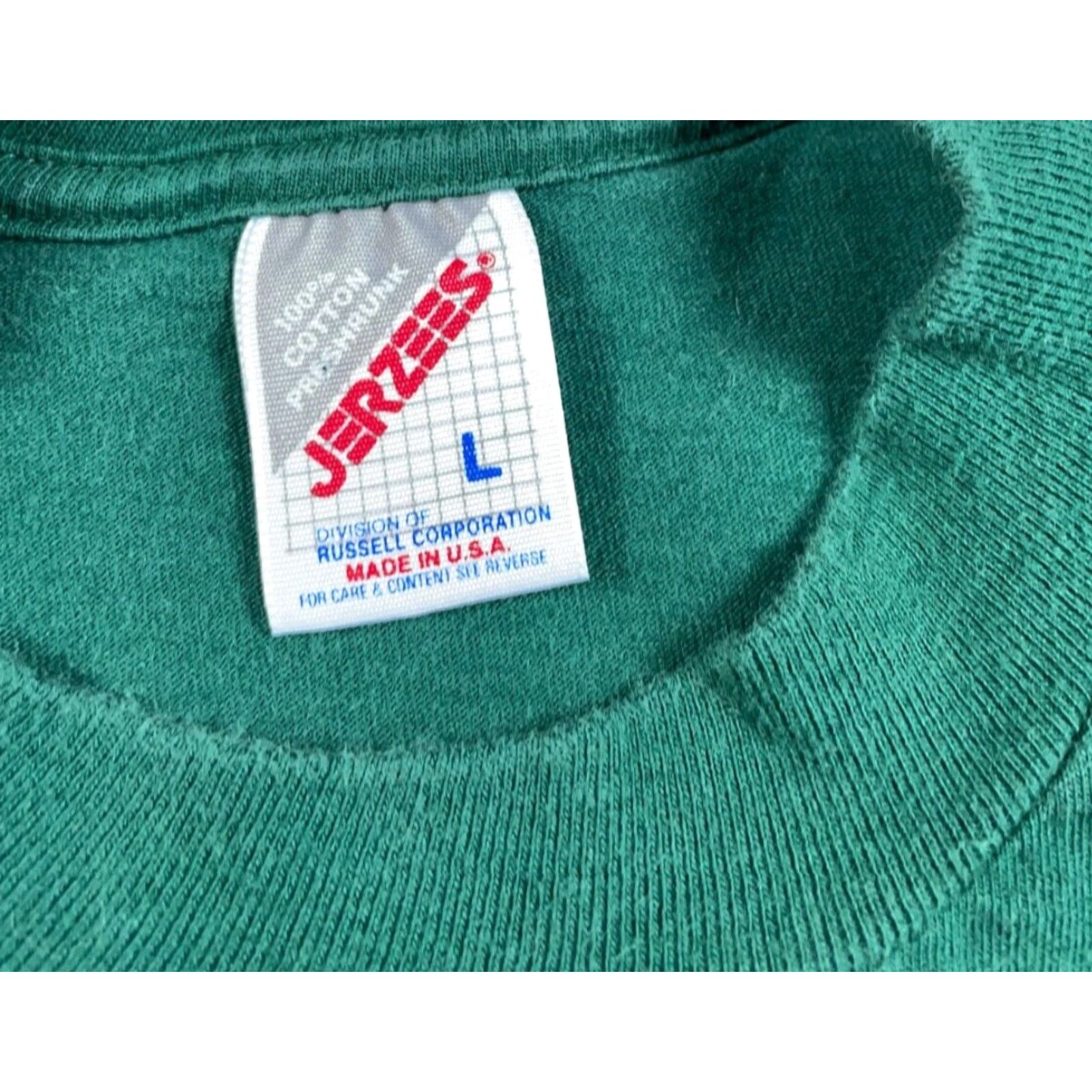 Jerzees VINTAGE Jerzees T-Shirt Men Large Green Buck Stops Here 90s Graphic Print Cotton Midwest Size US L / EU 52-54 / 3 - 4 Thumbnail