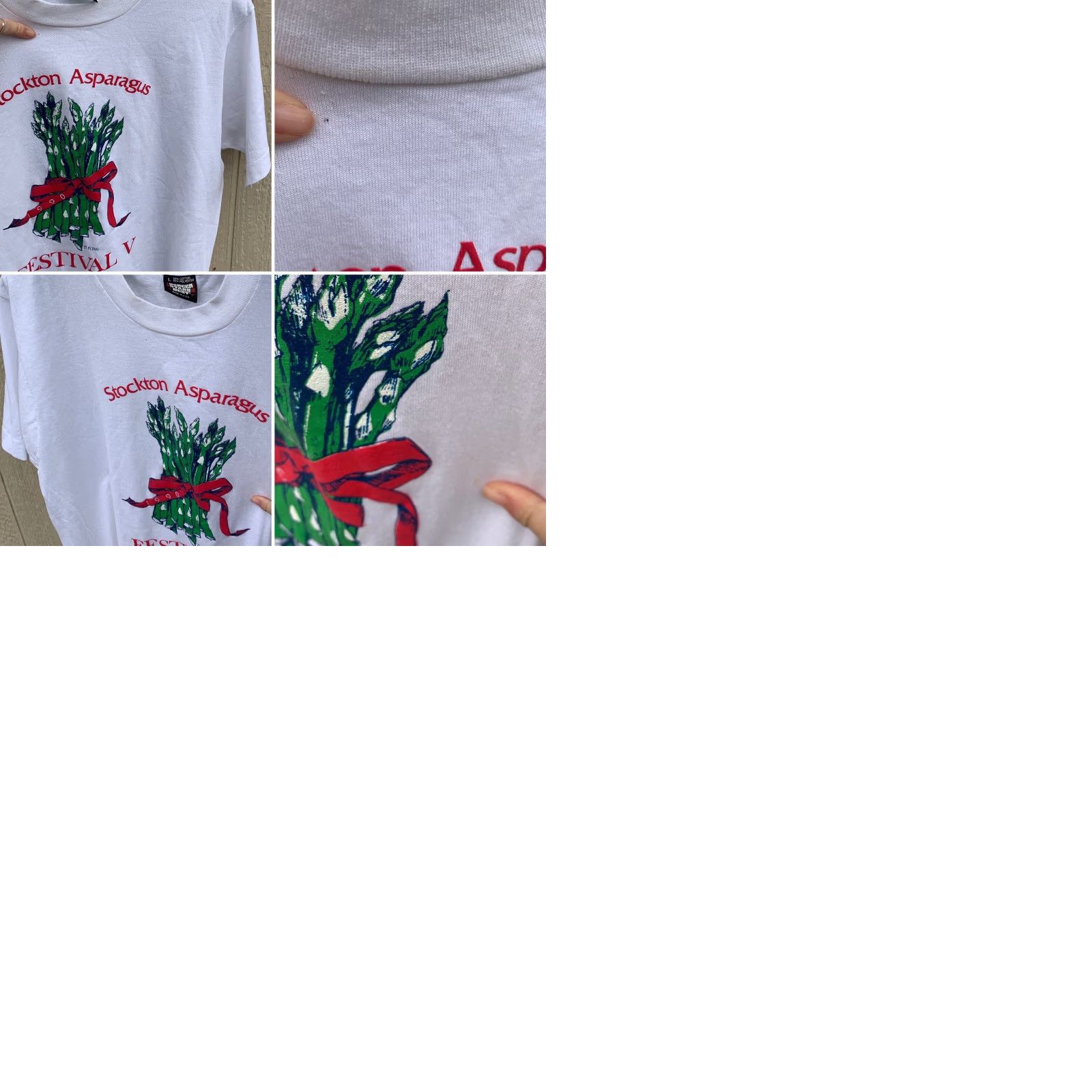 Vintage VINTAGE Stockton Asparagus Festival V T-Shirt L Made In USA White Size US L / EU 52-54 / 3 - 9 Thumbnail