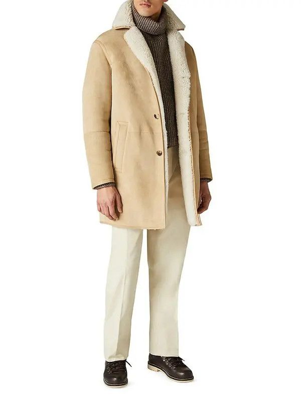 Loro Piana o1w1db10824 Sedrun Shearling Coat in Beige Size US L / EU 52-54 / 3 - 2 Thumbnail
