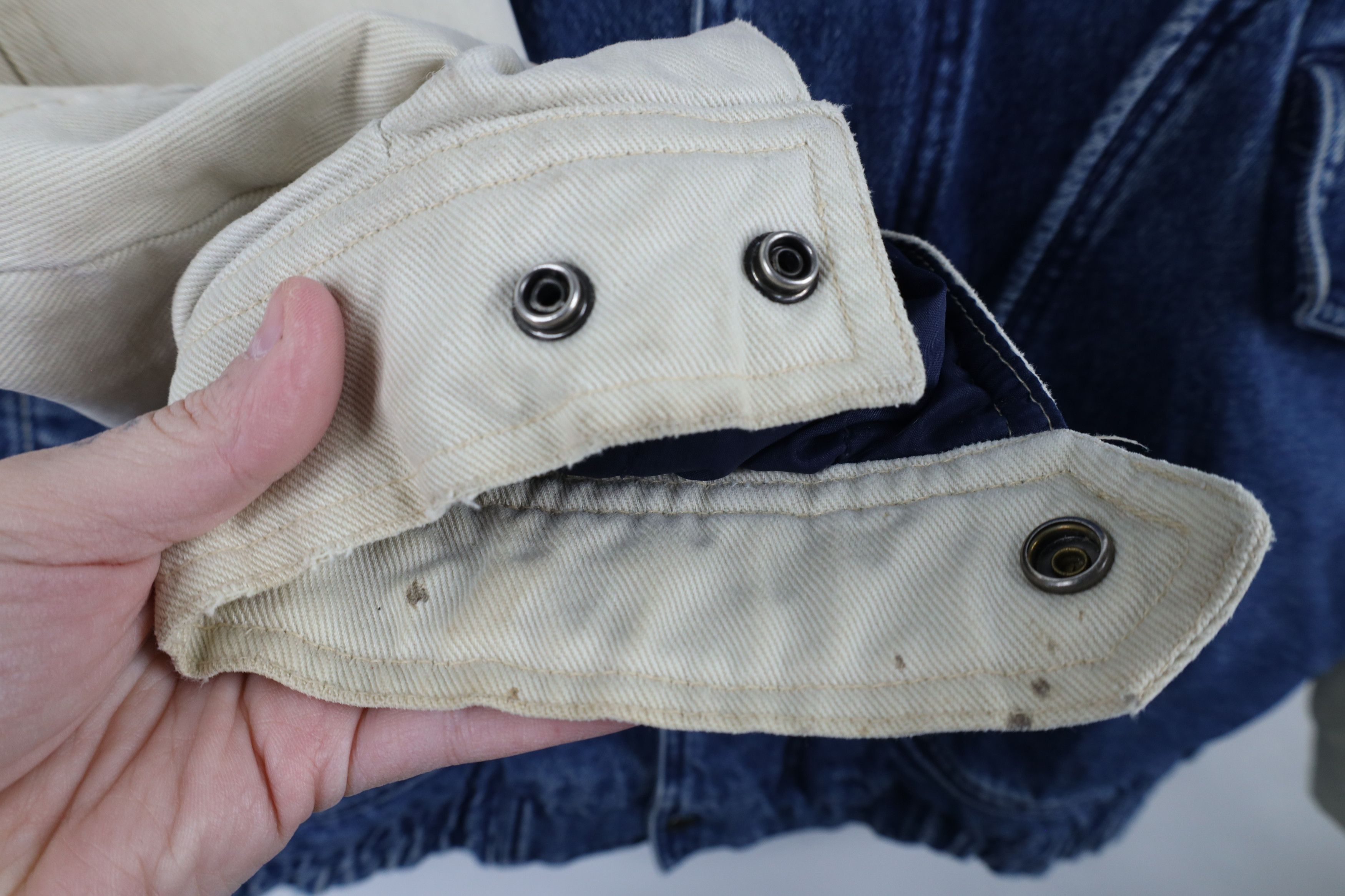 Vintage Vintage 90s Streetwear Heavyweight Denim Varsity Jacket Size US XXL / EU 58 / 5 - 6 Thumbnail