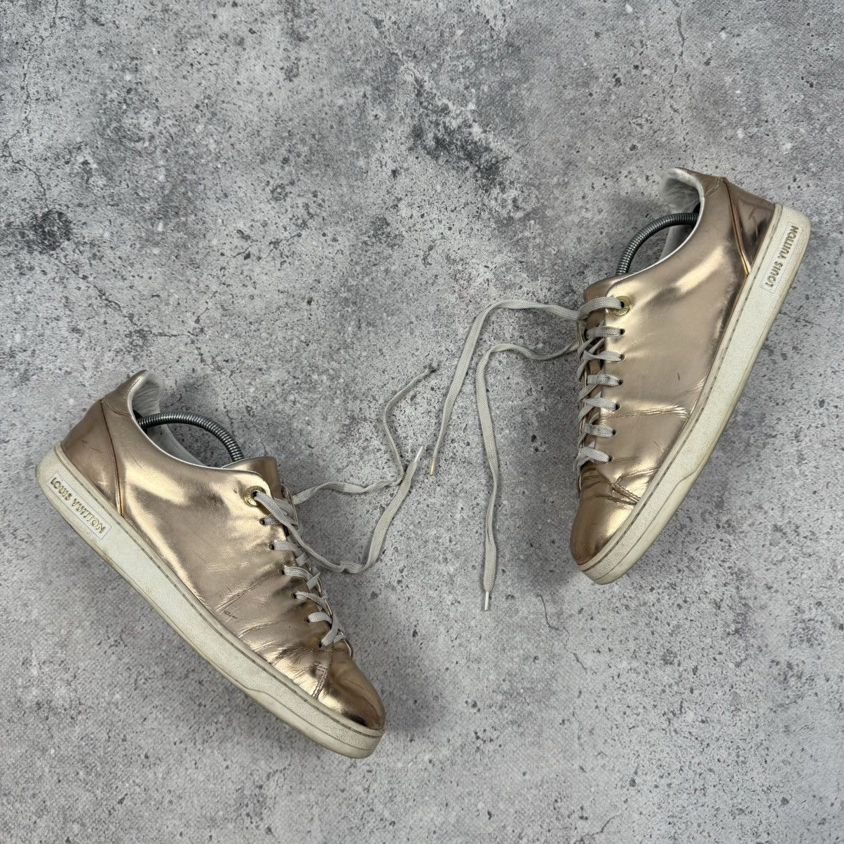 Louis Vuitton Louis Vuitton Gold Leather Frontrow Low Top Sneakers Size US 9 / IT 39 - 3 Thumbnail