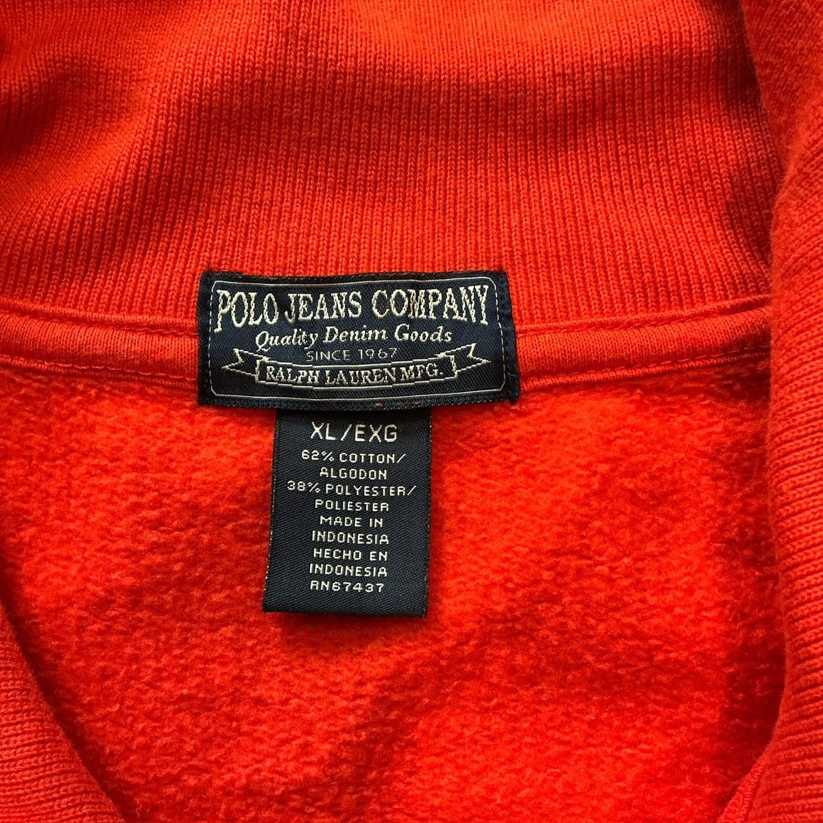 Designer × Polo Ralph Lauren × Vintage Vintage 90s Orange Polo Ralph Lauren Zip Sweater XL Size US XL / EU 56 / 4 - 5 Thumbnail