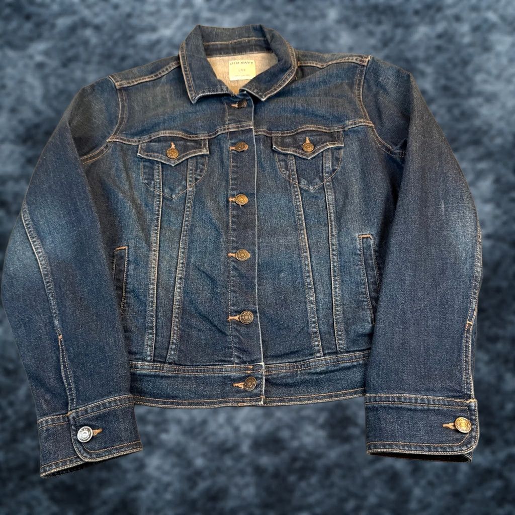Old Navy Old Navy Denim Trucker Jacket Blue Medium Dark Wash Stretch Womens Large Size L / US 10 / IT 46 - 1 Thumbnail