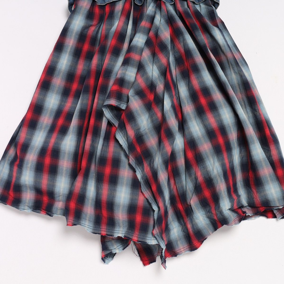 Alexander McQueen Alexander McQueen MCQ Denim Dress with Plaid Skirt Grunge Size S / US 4 / IT 40 - 21 Thumbnail