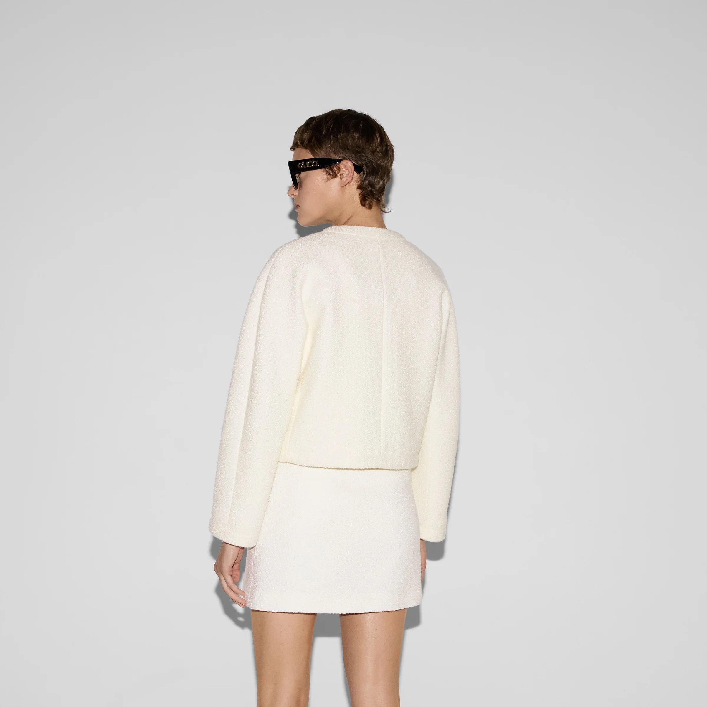 Gucci o1loc1c0226 803857 Wool Bouclé Jacket in Off White Size L / US 10 / IT 46 - 4 Thumbnail