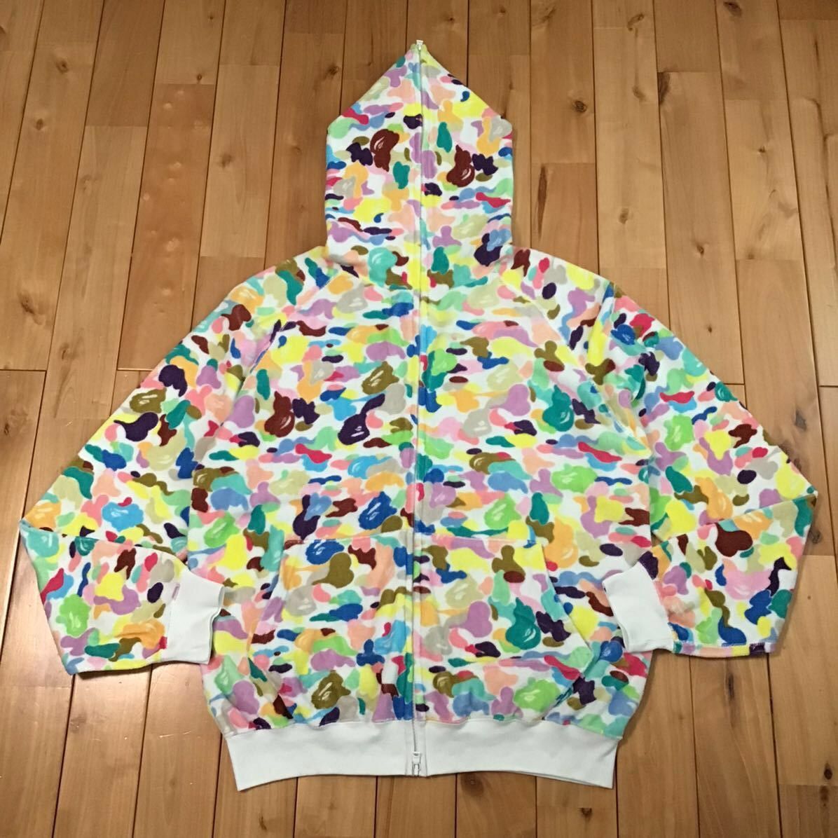 Pre-owned Bape X Nigo 2005 Bape Terry Cloth Multi Camo Full Zip Hoodie Ape Nigo In White