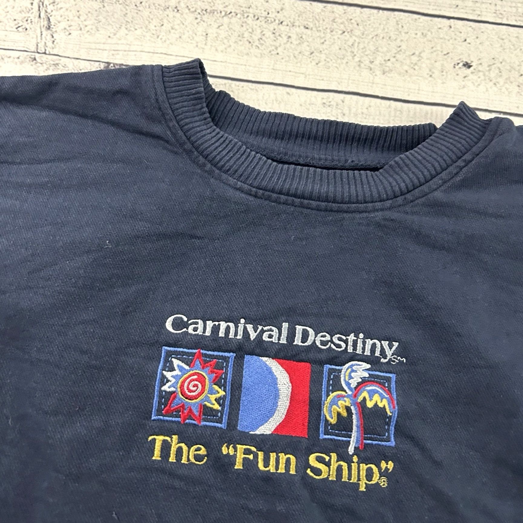 destin Vintage Carnival Embroidered Crewneck Sweatshirt Men's XXL Blue Size US XXL / EU 58 / 5 - 2 Thumbnail