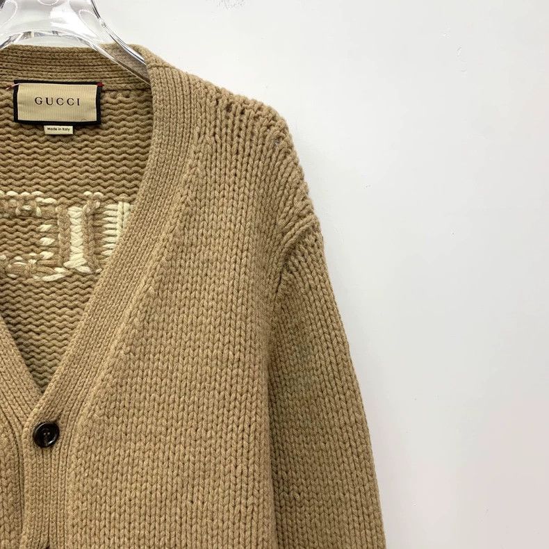 Gucci Gucci Brown logo letter embroidered wool V-neck single-bre Size S / US 4 / IT 40 - 3 Thumbnail