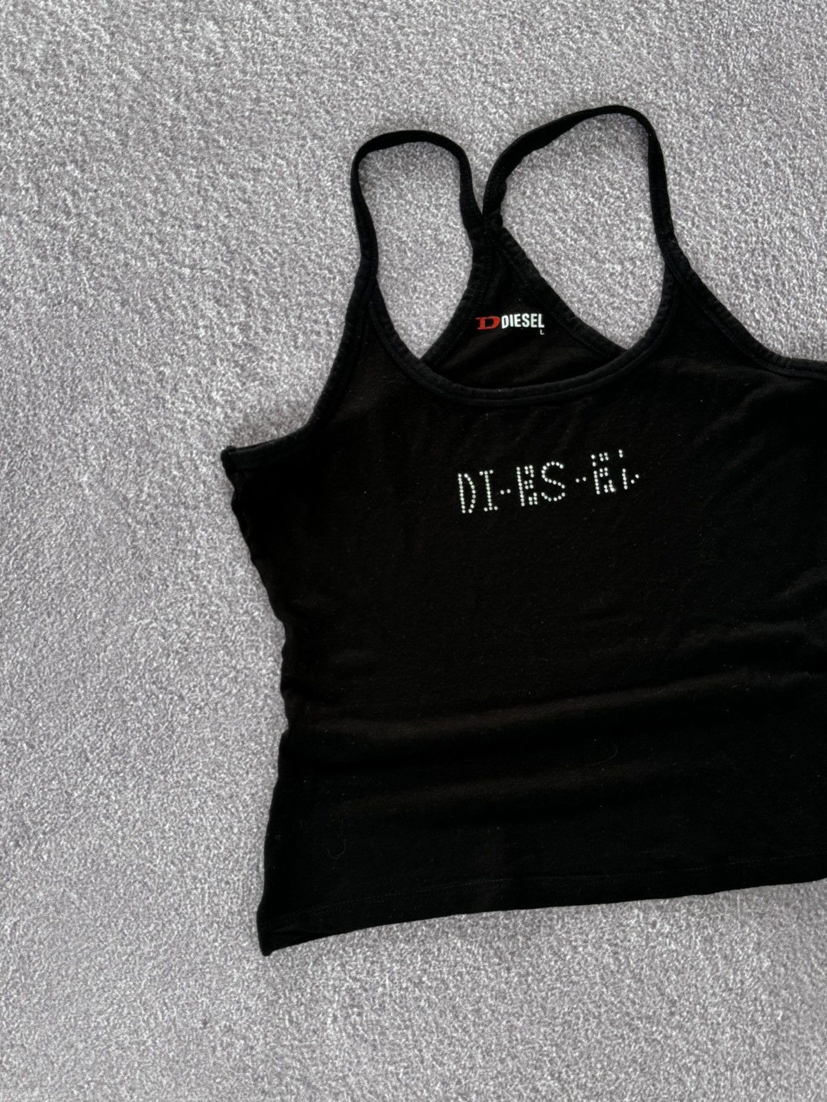 Diesel 00s Diesel Y2K Sexy Rhinestones Logo Tank Top Size L / US 10 / IT 46 - 4 Thumbnail