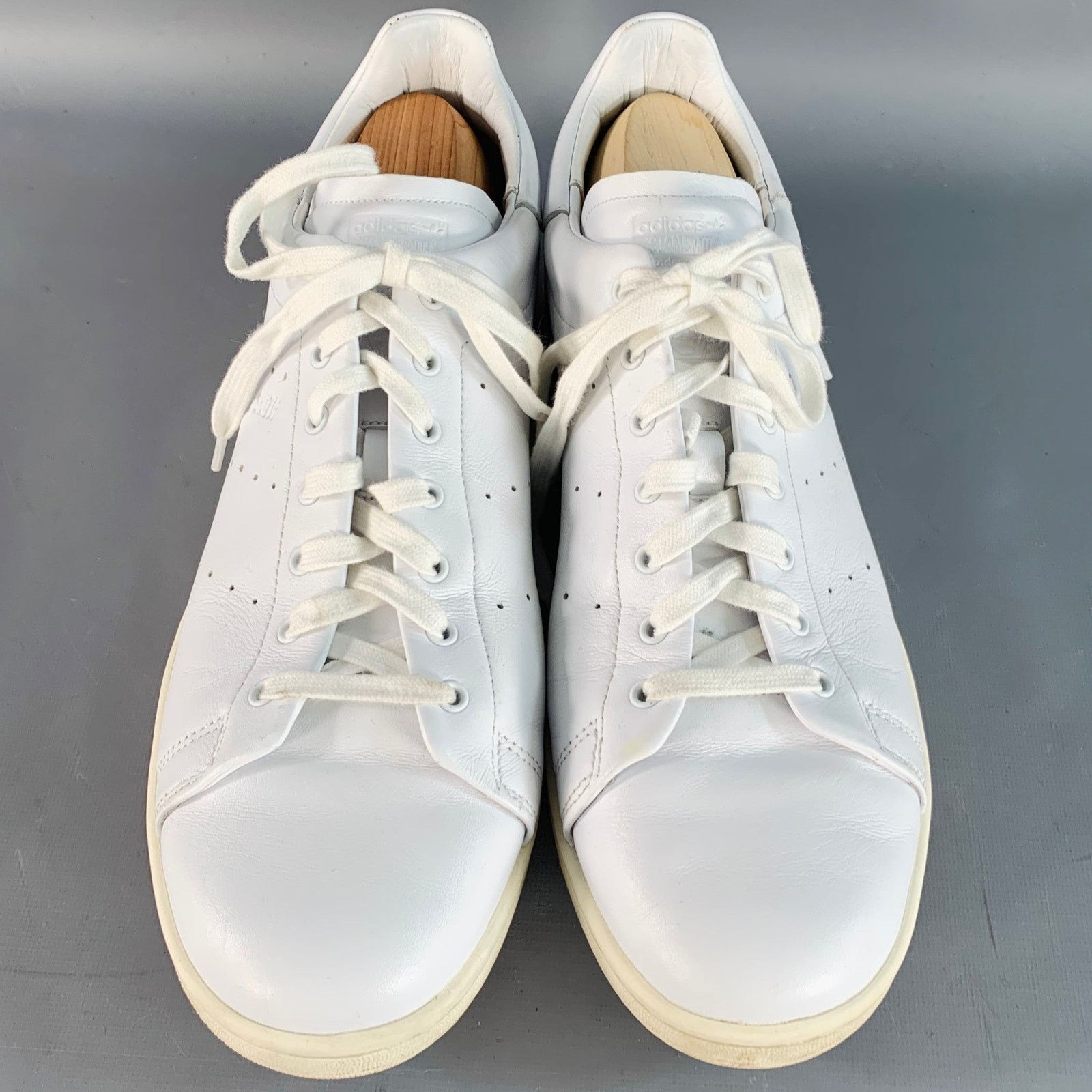 Adidas Size 13 White Leather Low Top Lace-Up Sneakers Size US 13 / EU 46 - 4 Thumbnail