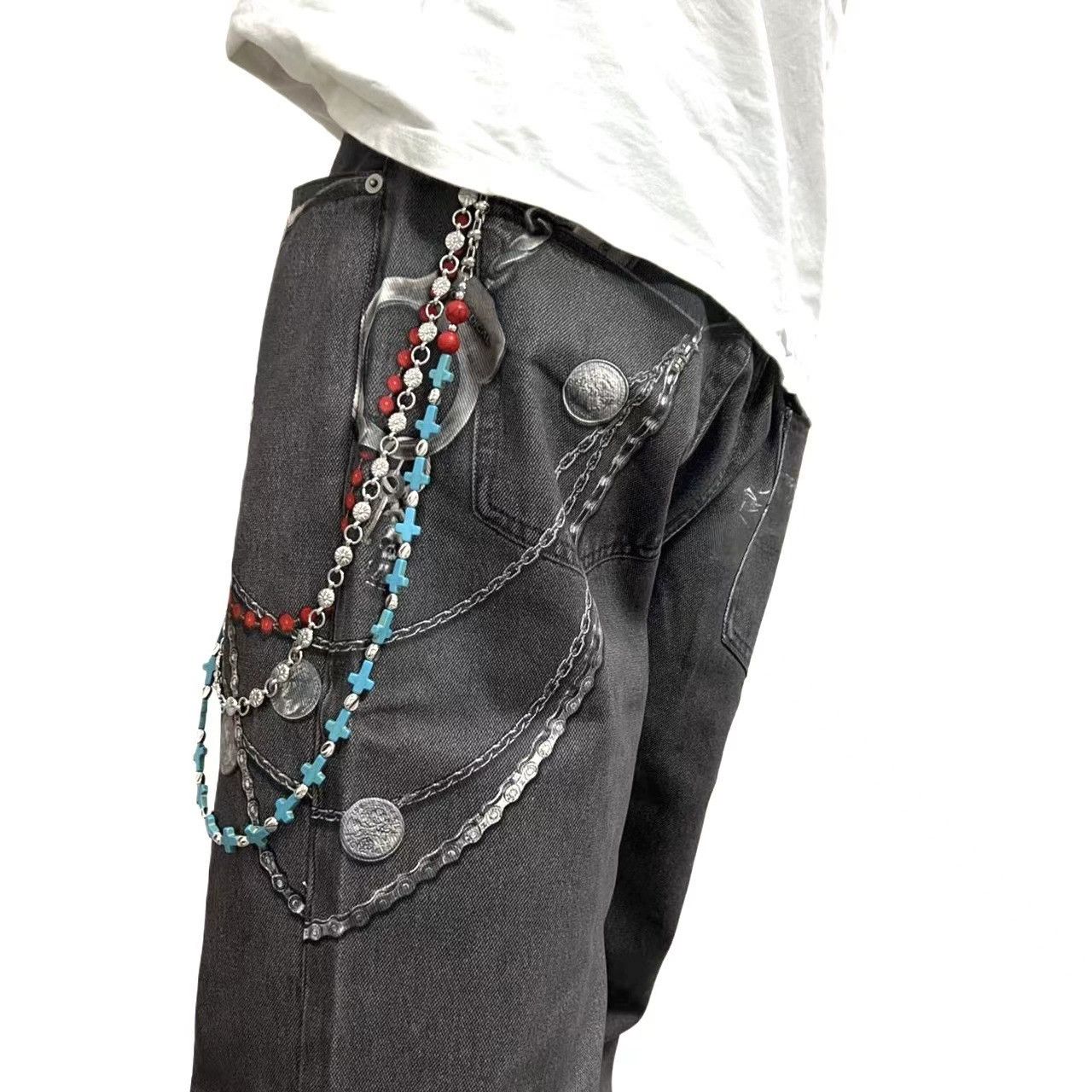 Vintage Retro hip-hop punk style jeans waist chain Size ONE SIZE - 5 Thumbnail