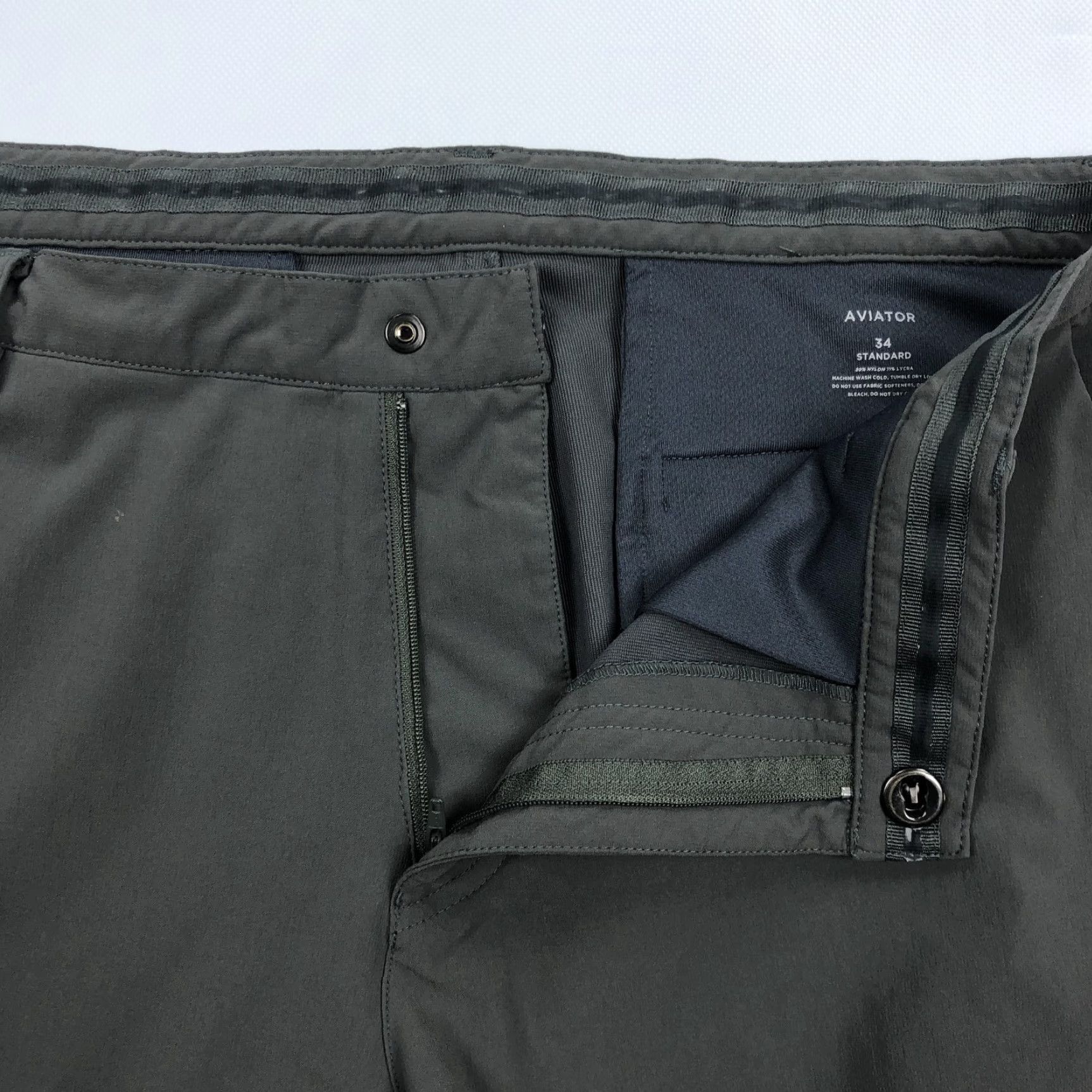 Vintage MINISTRY OF SUPPLY Aviator 2.0 Pants Mens Gray Performance Travel 34x30 Slant Welt Pockets Fly Zip Button Straight Front Size US 34 / EU 50 - 4 Thumbnail