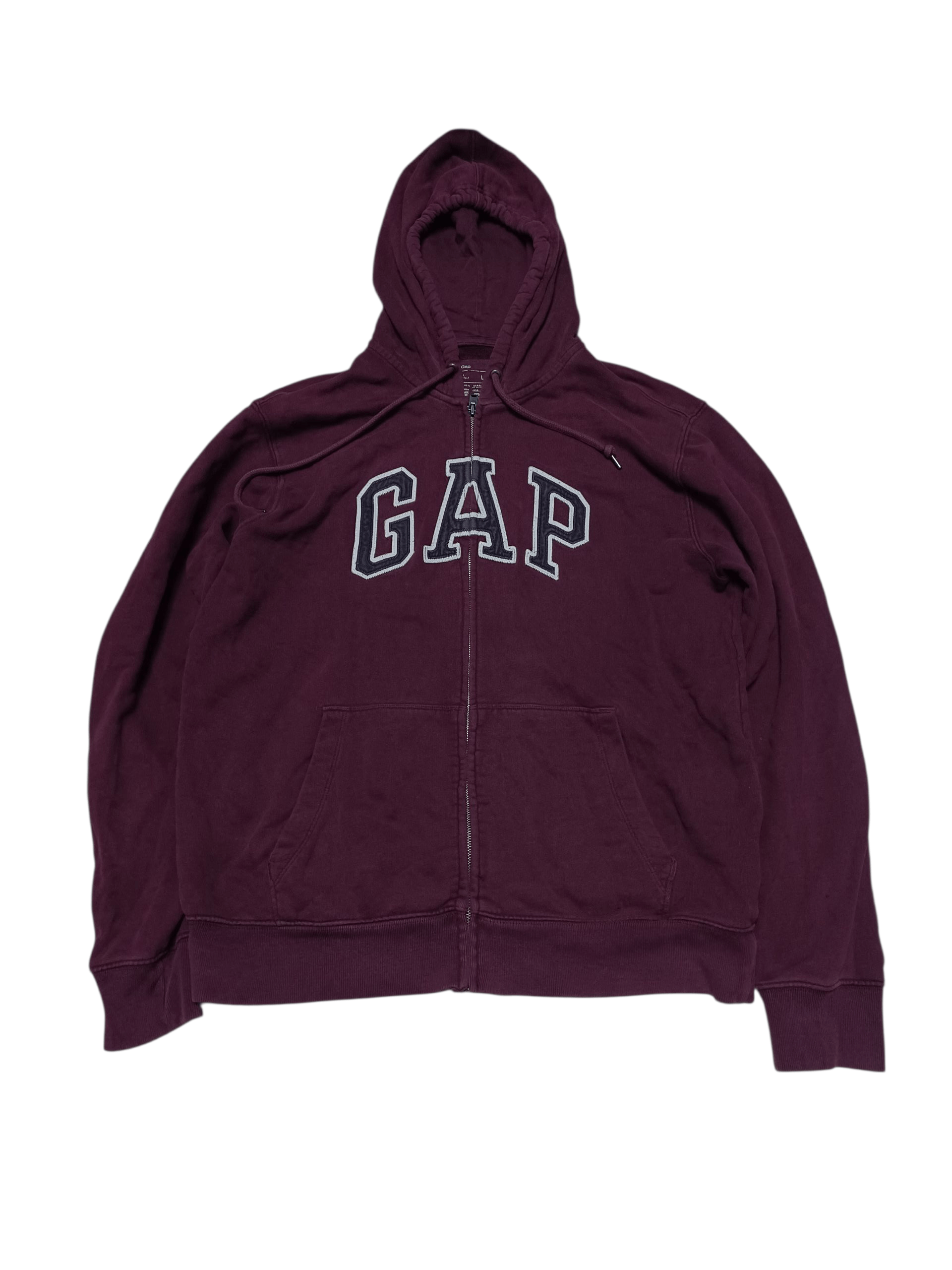 Gap GAP VINTAGE BIG LOGO EMBROIDERED BORDEAUX ZIP HOODIE Size US L / EU 52-54 / 3 - 1 Thumbnail