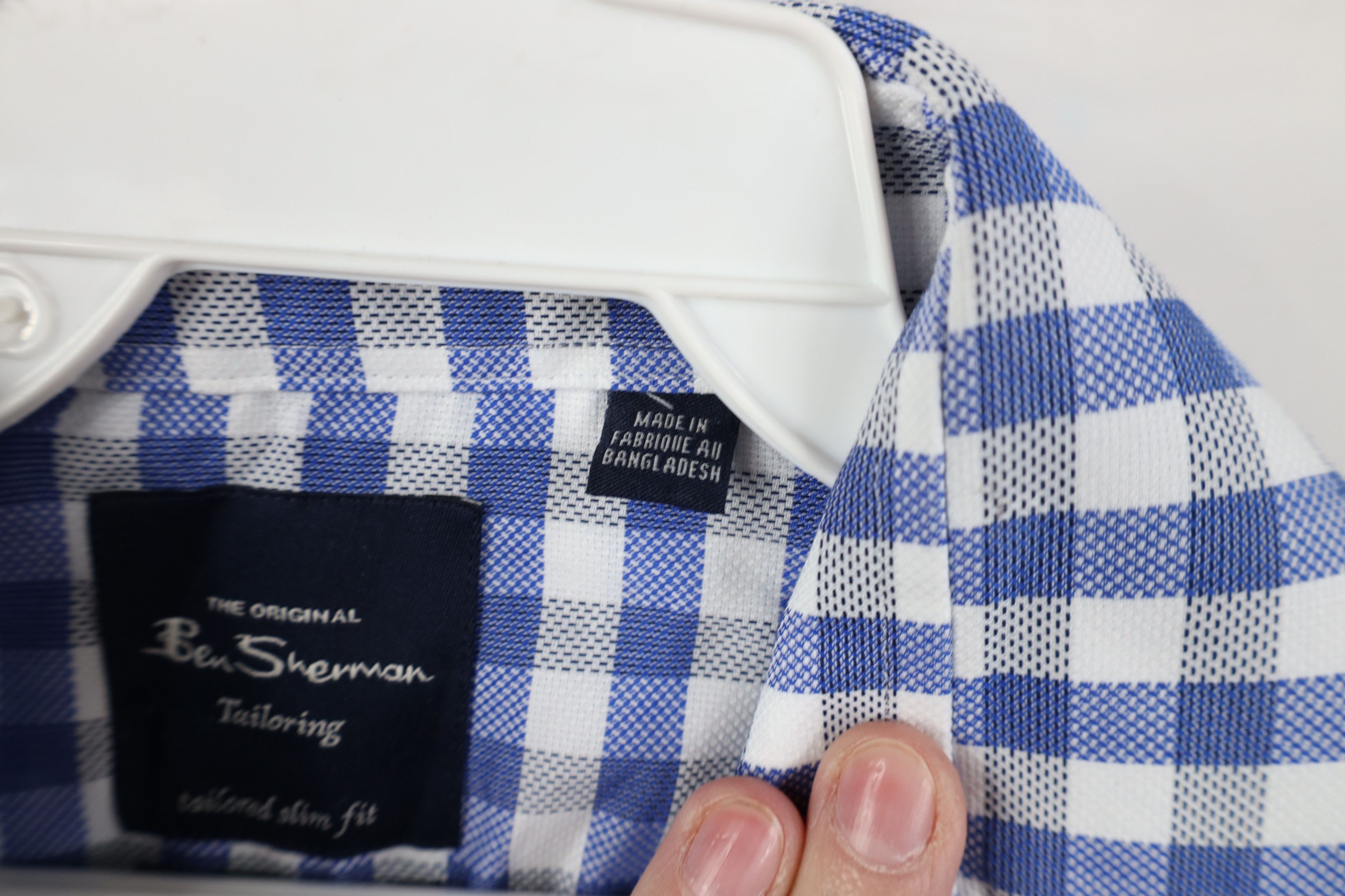 Ben Sherman New Ben Sherman Slim Fit Stretch Collared Button Shirt Blue Size US M / EU 48-50 / 2 - 8 Thumbnail