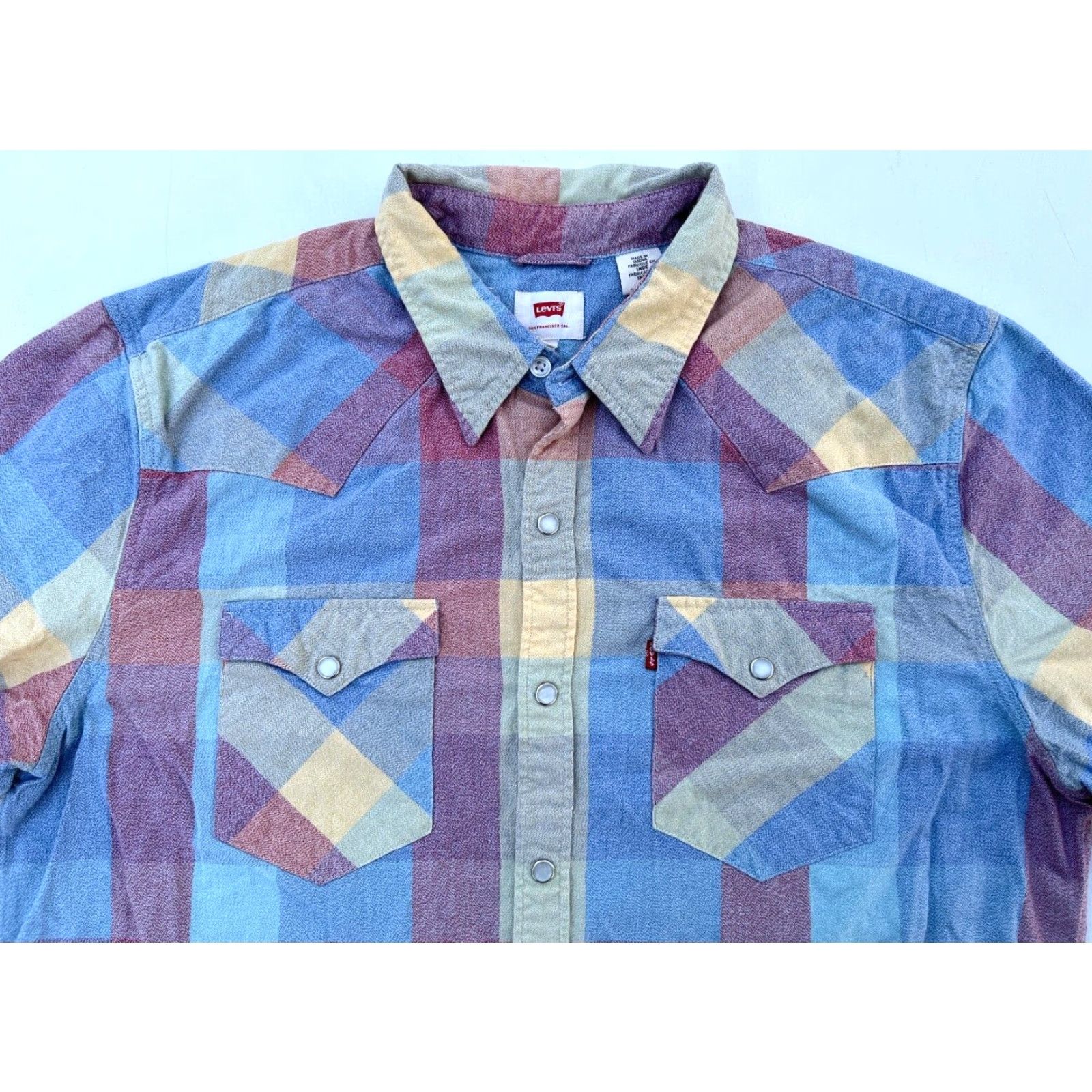 Levi's Levi's Shirt Western Plaid Short Sleeve Pearl Snap Size L Mens Size US L / EU 52-54 / 3 - 3 Thumbnail