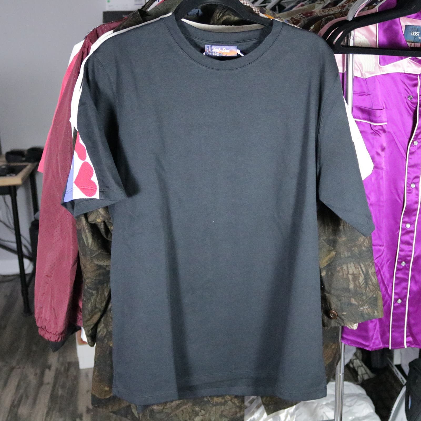 image of Just Don Rear Logo Hearts Stitched Tshirt Medium in Black, Men's