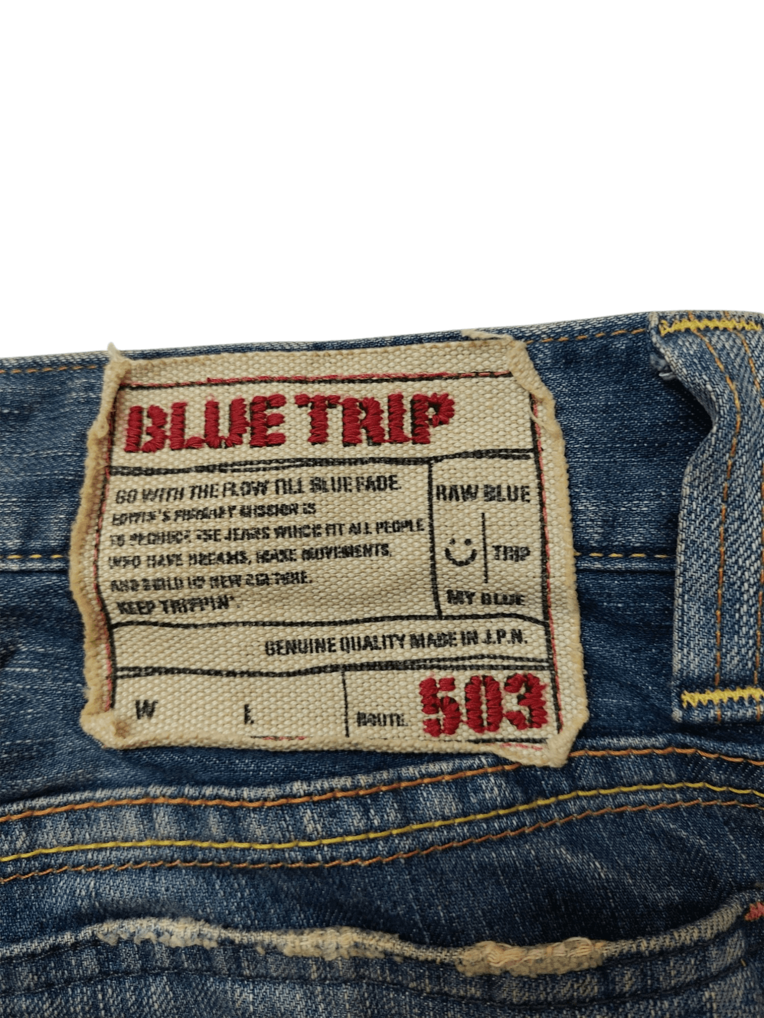 Edwin 💥Flare Vintage Edwin 503 Blue Trip Jeans Denim Size US 30 / EU 46 - 17 Thumbnail