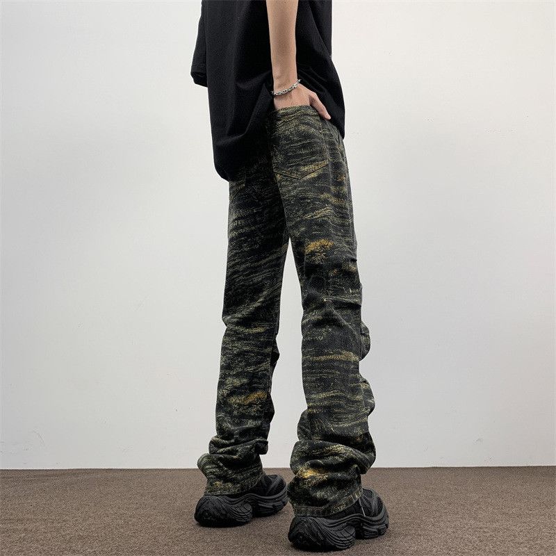 Japanese Brand × Jean Retro loose camouflage casual micro flared jeans Size US 30 / EU 46 - 4 Thumbnail