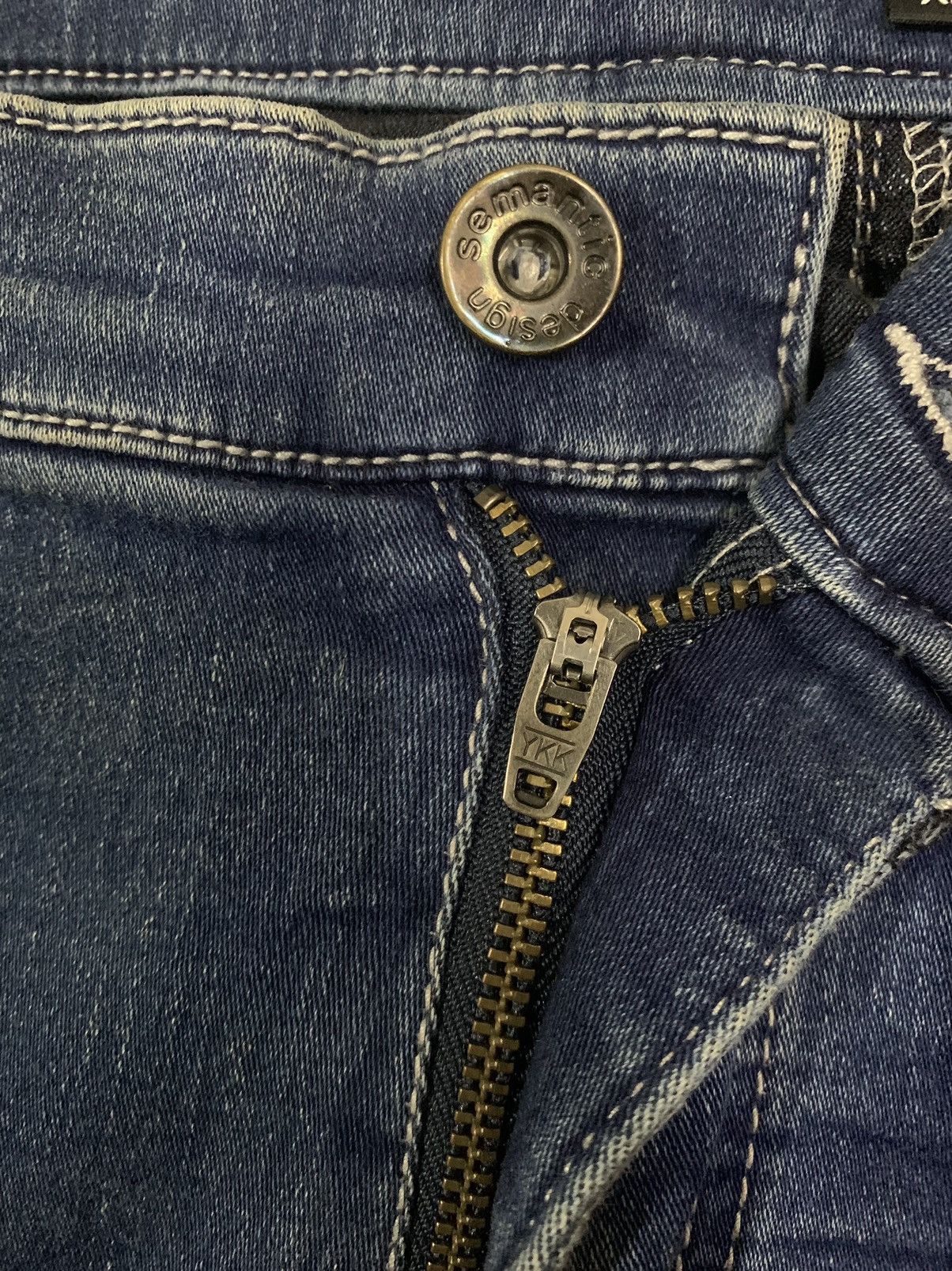 semanticdesign Semantic Design Blue Washed Stretch Slim Taper Punk Jeans Size US 33 - 4 Thumbnail
