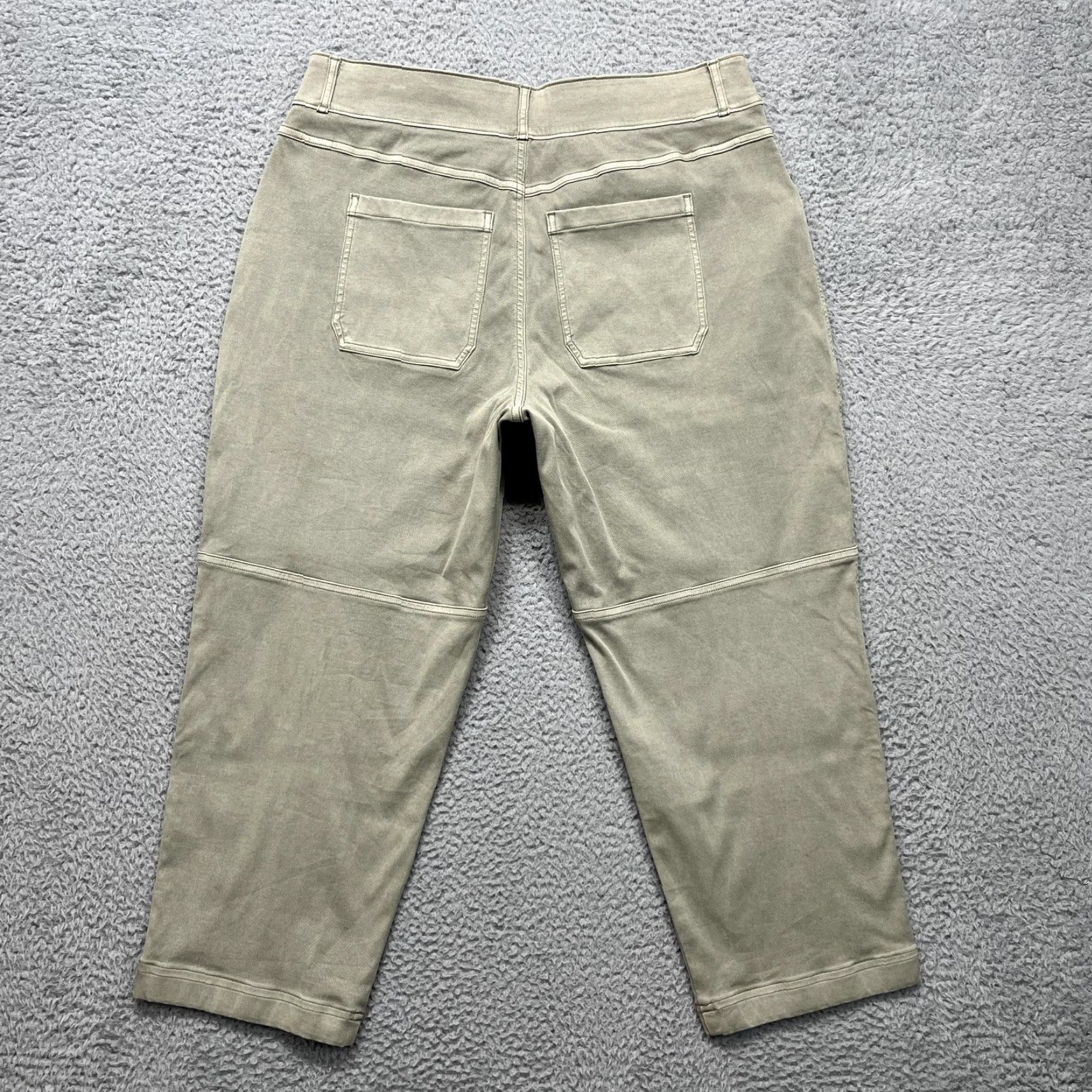 Spanx Spanx Cropped Twill Pants Womens 2X Beige Straight Leg Shaping Pull On Pockets Size 40" / US 18 - 5 Thumbnail
