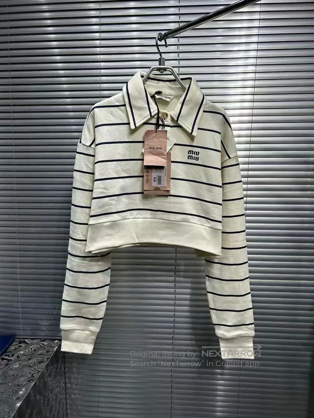 Miu Miu Miumiu Striped Long Sleeve Polo Shirt. Size S / US 4 / IT 40 - 1 Thumbnail