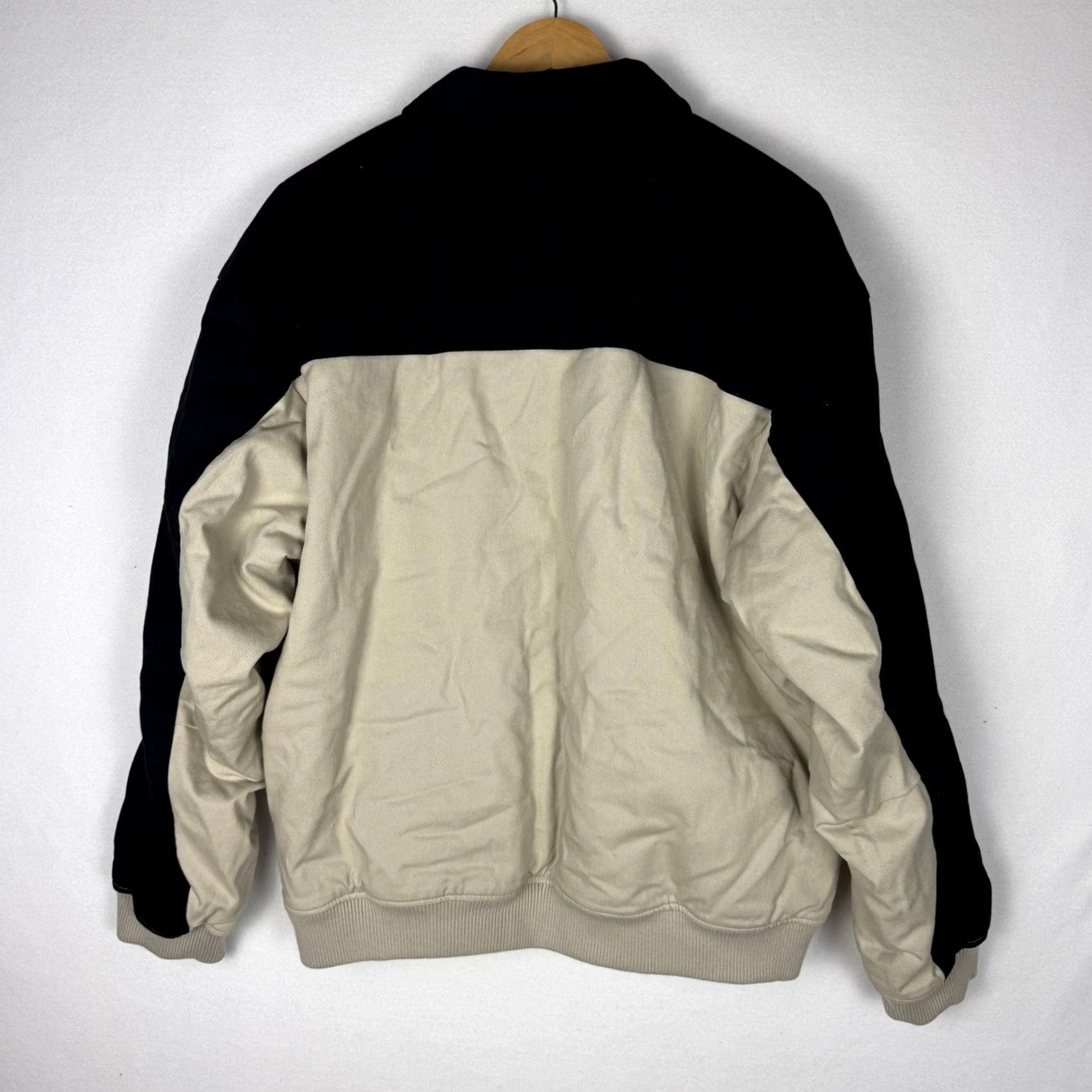Vintage Mode of One Mens XL Racing Bomber Jacket Dark Ecru Black Tan NEW Size US XL / EU 56 / 4 - 2 Thumbnail