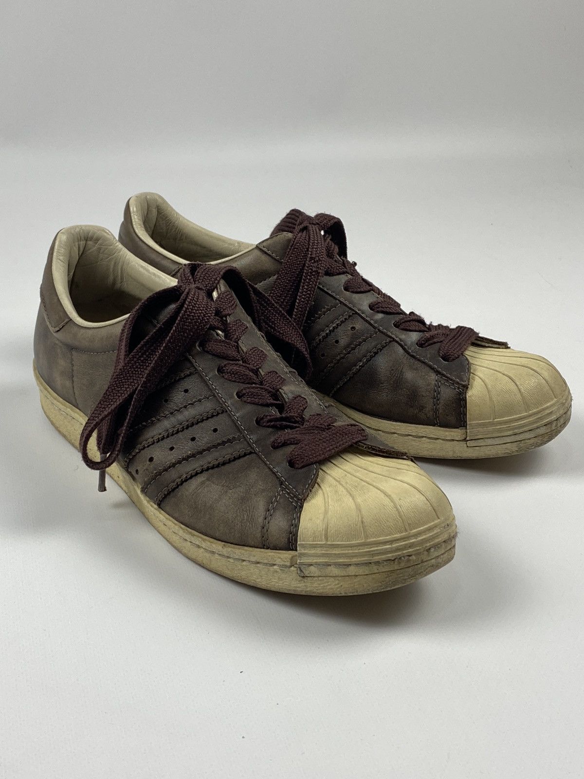 Pre-owned Adidas X Archival Clothing Adidas Premium Leather Vintage Brown Superstar 80's Y2k Shoes