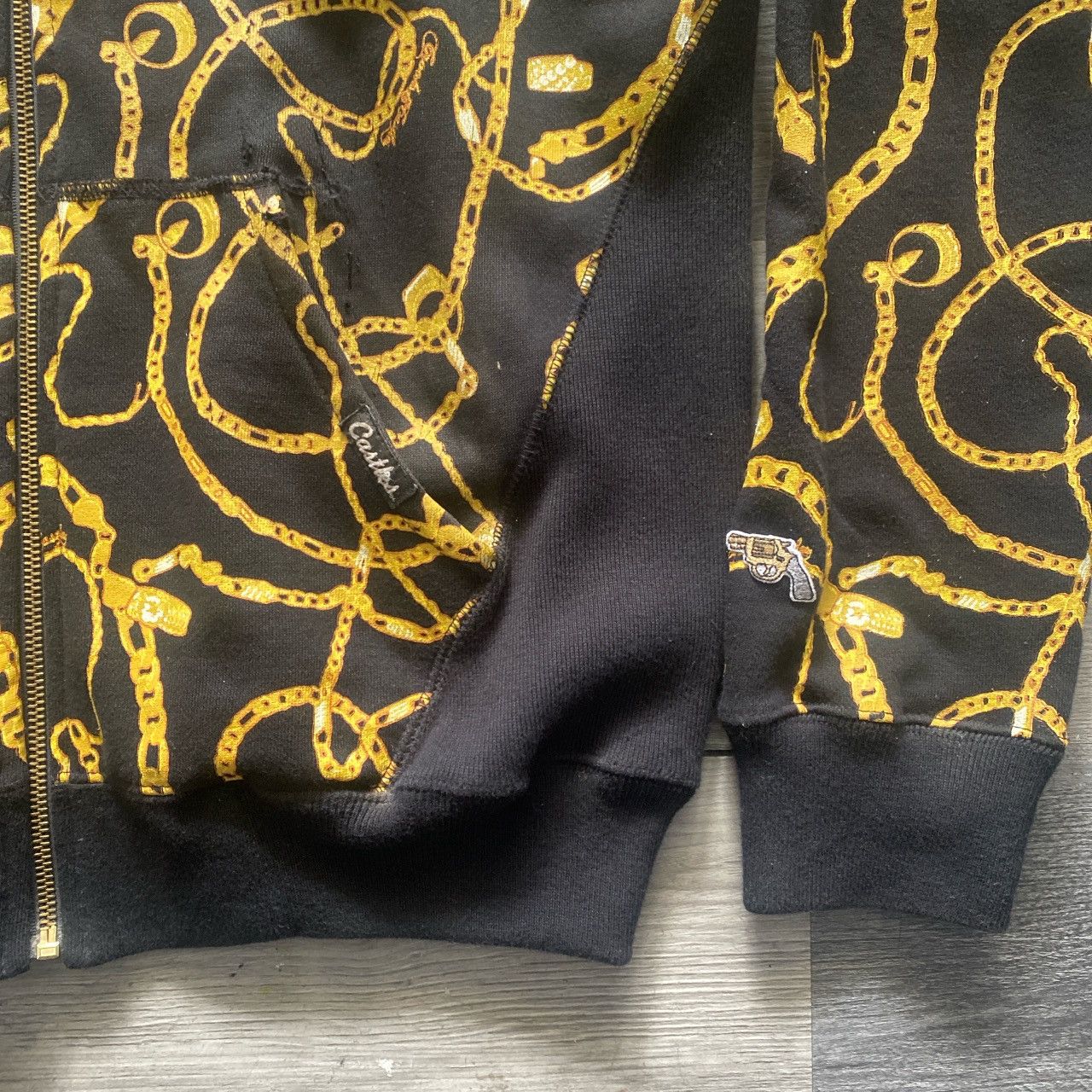 Crooks & Castles CROOKS & CASTLES EARLY 2000’s AOP GOLD CHAIN FULL ZIP HOODIE Size US M / EU 48-50 / 2 - 4 Thumbnail