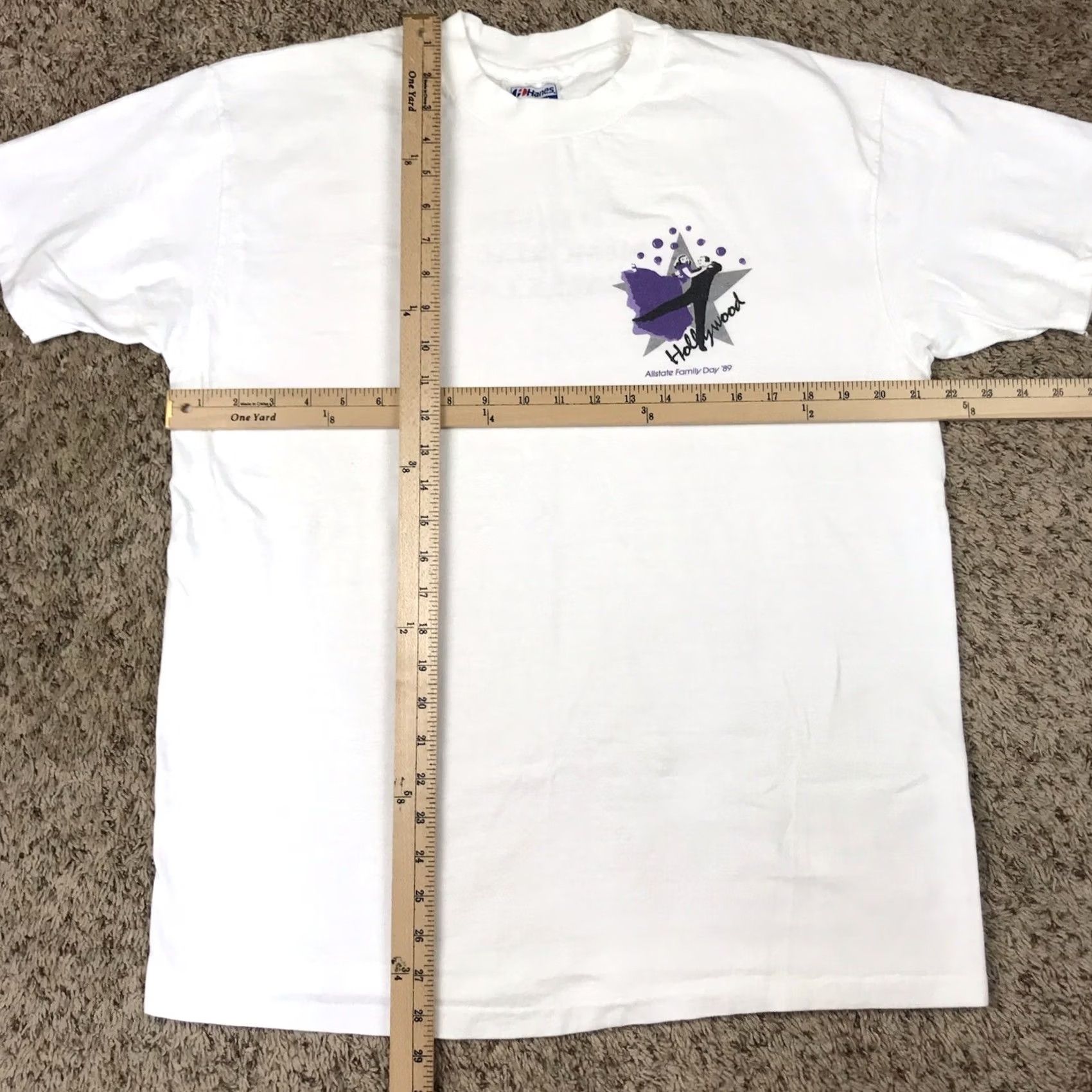 Hanes VINTAGE Hanes T-Shirt Single Stitch 80s White Crew Neck Short Sleeve Large Graphic Tee 1989 Hollywood Dance Mens/Womens Size US L / EU 52-54 / 3 - 6 Thumbnail
