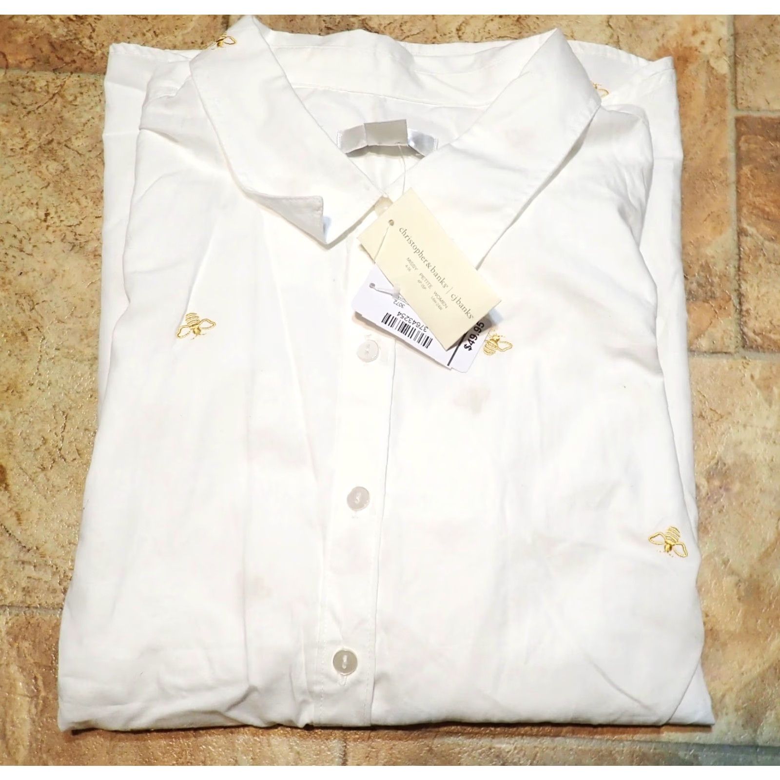 Vintage VINTAGE CJ Banks White Button Front Shirt Embroidered Honey Bees Womens 3X 2X? Size XXL / US 16-18 / IT 52-54 - 3 Thumbnail