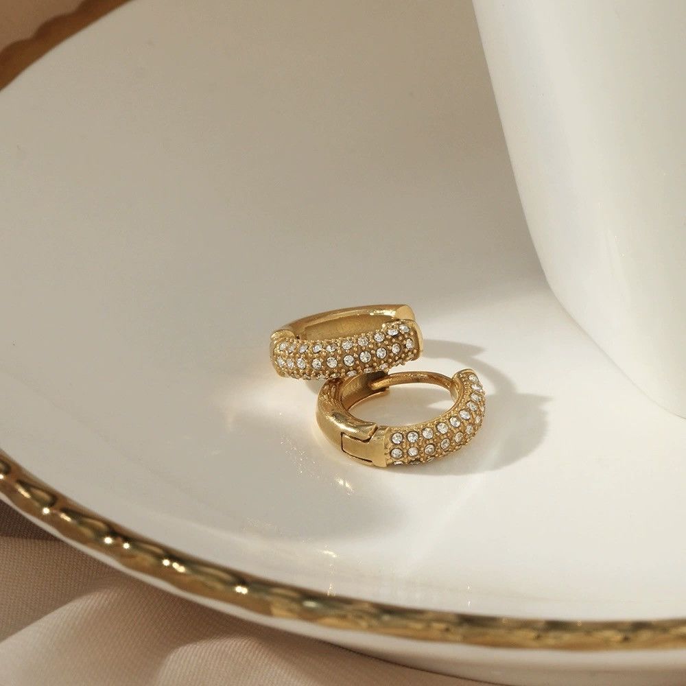 Other 14mm CZ Small Gold Hoop Earrings for Women Men Size ONE SIZE - 3 Thumbnail