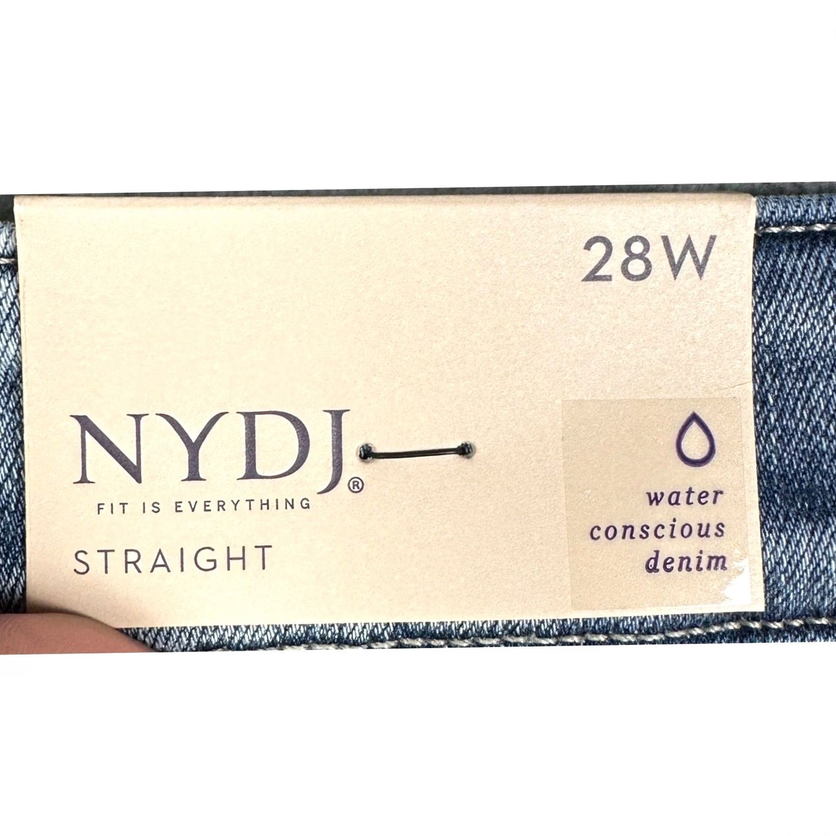 NYDJ VINTAGE not -> NYDJ Marilyn Straight Jeans Women 28W Plus Blue Paint Splatter Stretch Denim Size 28" / US 6 / IT 42 - 2 Thumbnail