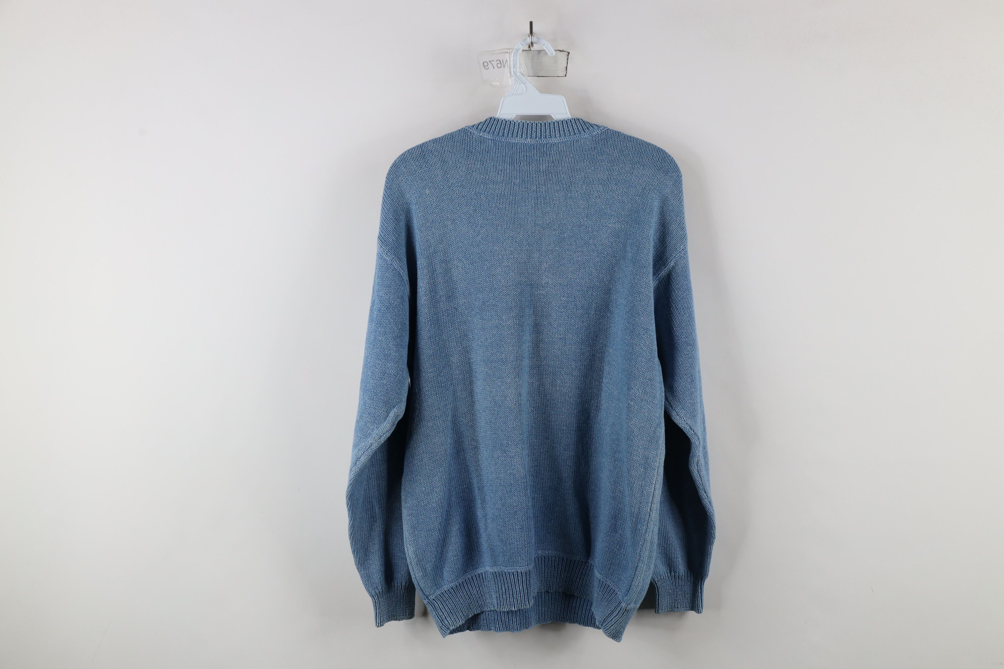 Vintage Vintage 90s Streetwear Stonewash Cotton Knit Sweater Blue Size US S / EU 44-46 / 1 - 7 Thumbnail