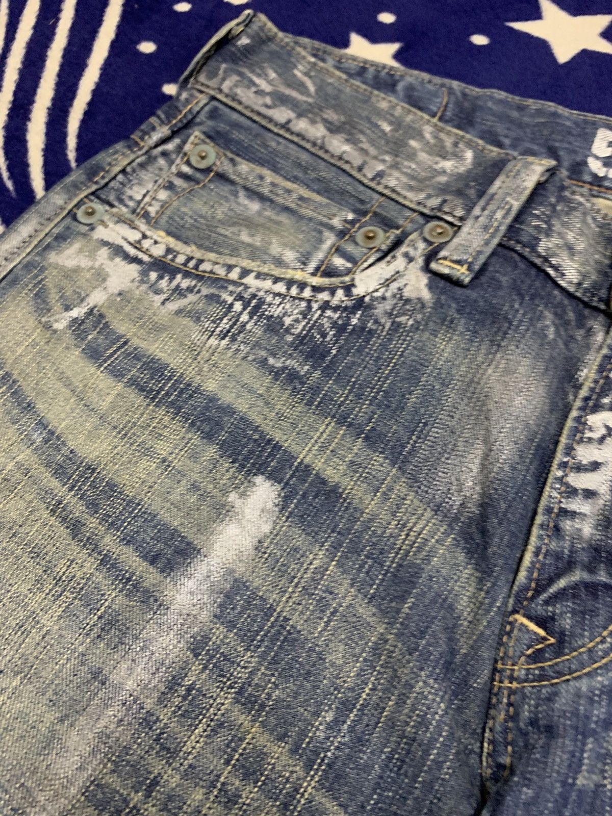 Edwin Vtg EDWIN Blue Trip 503 Distressed Painted Jeans Size US 32 / EU 48 - 6 Thumbnail
