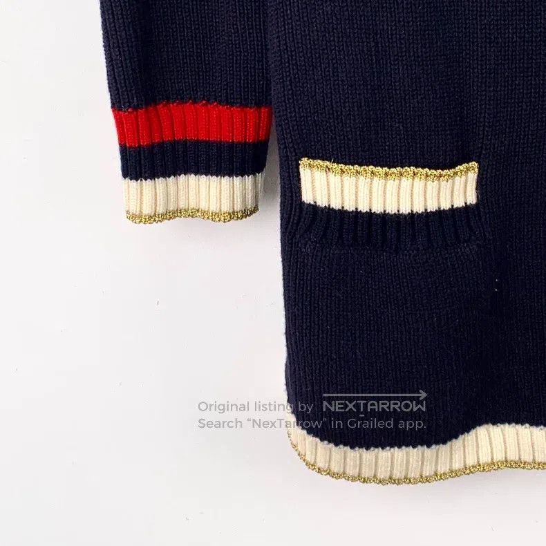 Gucci Gucci Black striped border letter embroidery cotton V-neck Size M / US 6-8 / IT 42-44 - 4 Thumbnail