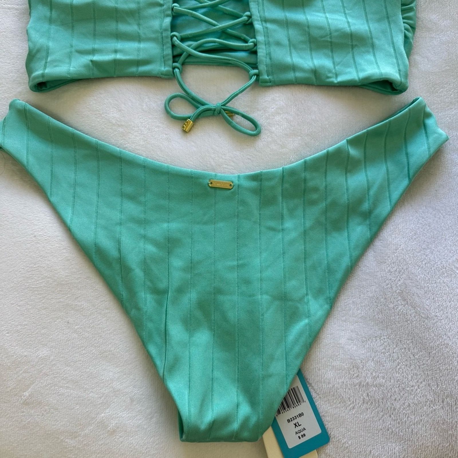 NBDN Nobrandedon NWT! Beach Bunny Aqua Women's Swimwear Set, Size L/XL Size L / US 10 / IT 46 - 14 Thumbnail