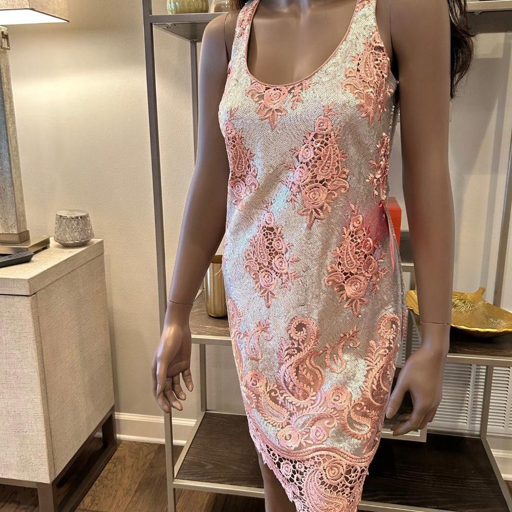 Designer Belle Badgley Mischka Nadine Sequin Sleeveless Shift Dress Size XS / US 0-2 / IT 36-38 - 1 Thumbnail