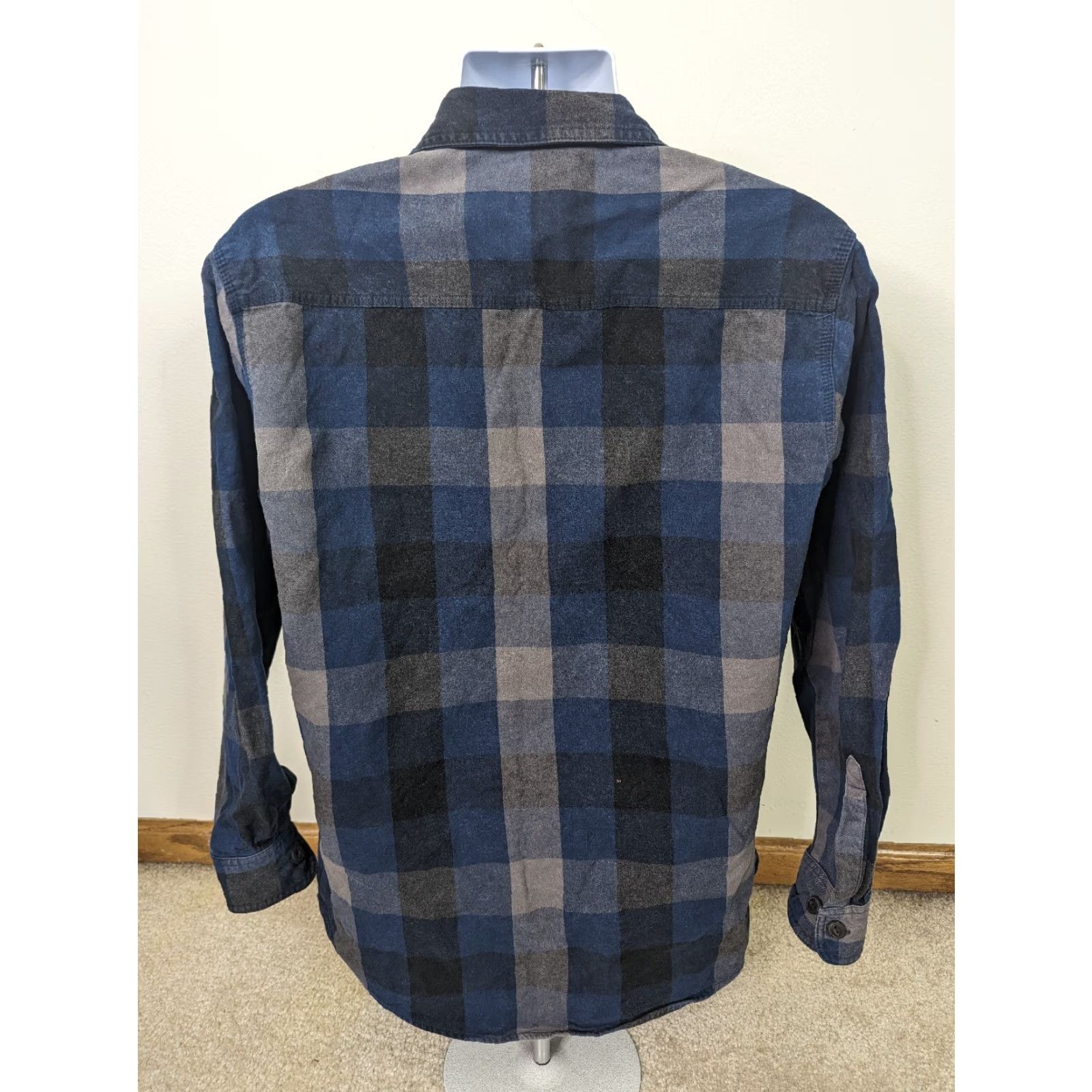 Vintage Work n' Sport Mens Plaid Long Sleeve Flannel Shirt LT Large Tall Blue Check Button-Up Big & Tall Mens Size US L / EU 52-54 / 3 - 2 Thumbnail
