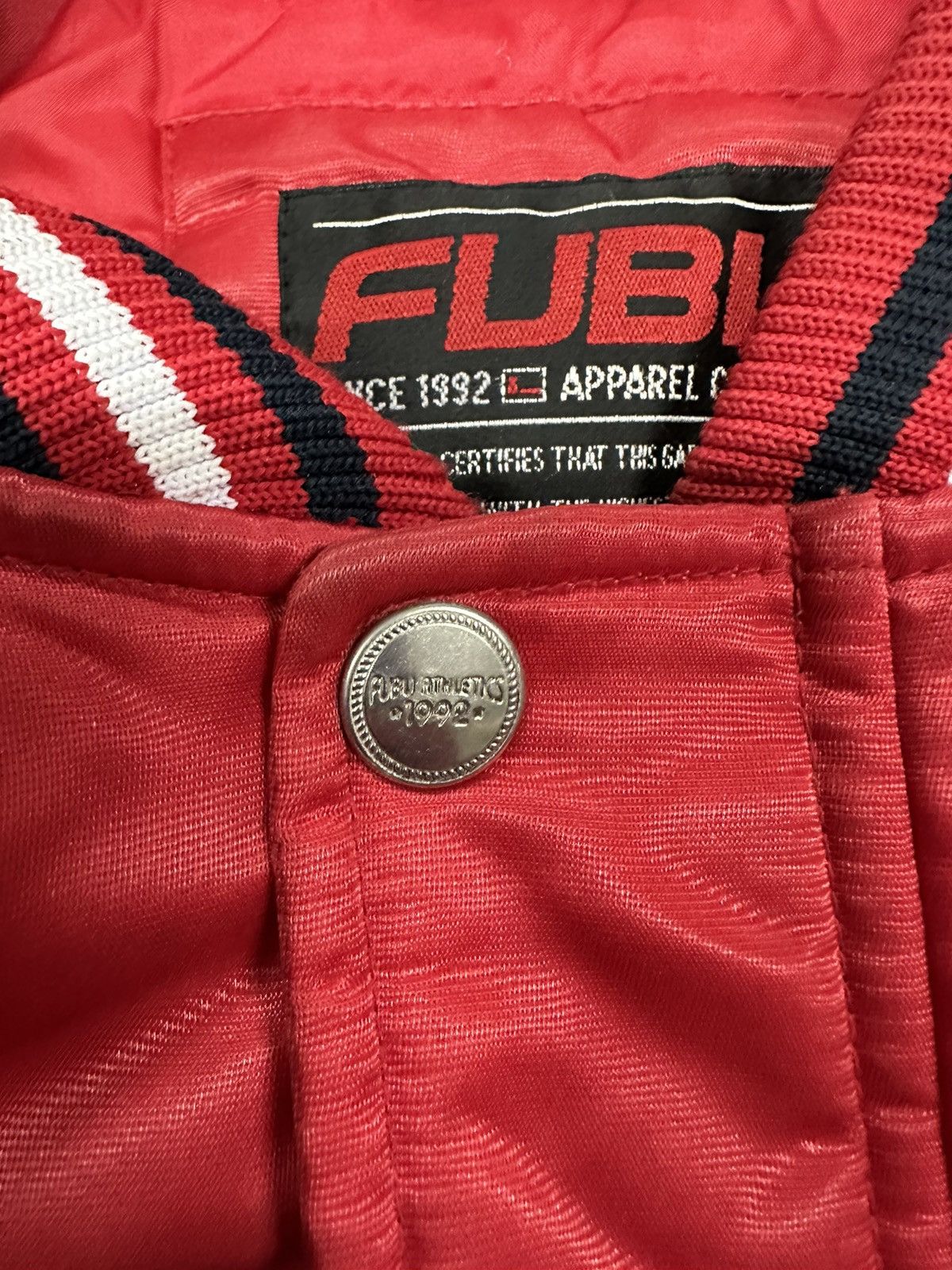 Fubu × Vintage Vintage 90s Y2K Quilted FUBU Spell Out Satin Jacket Size XL Size US XL / EU 56 / 4 - 8 Thumbnail