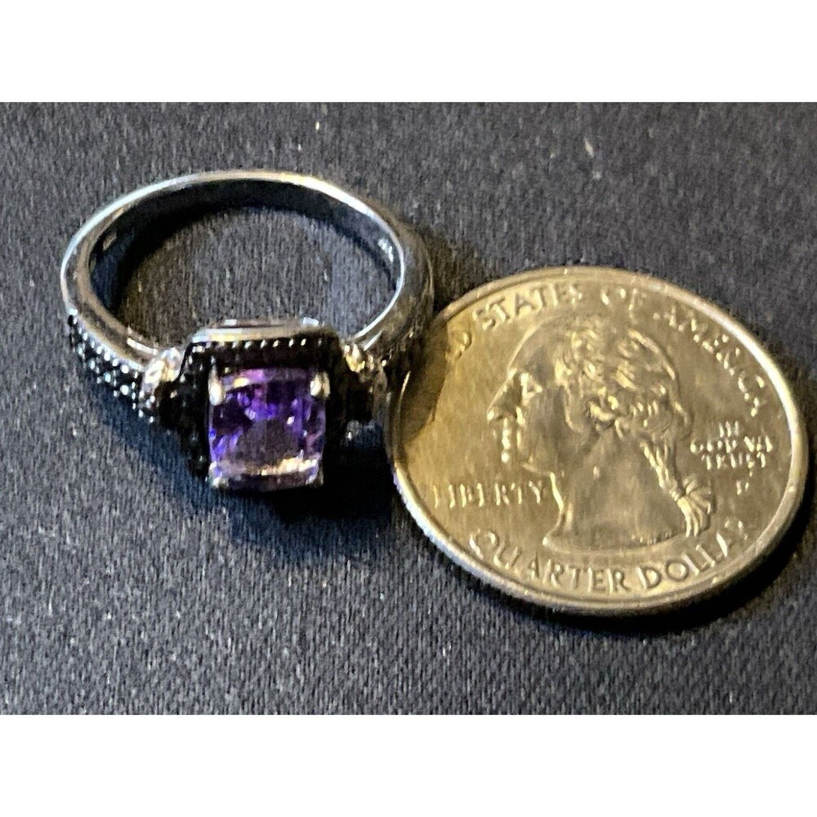 Other 925 Sterling Silver Amethyst and Marcasite Size 7 Ring Size ONE SIZE - 6 Thumbnail