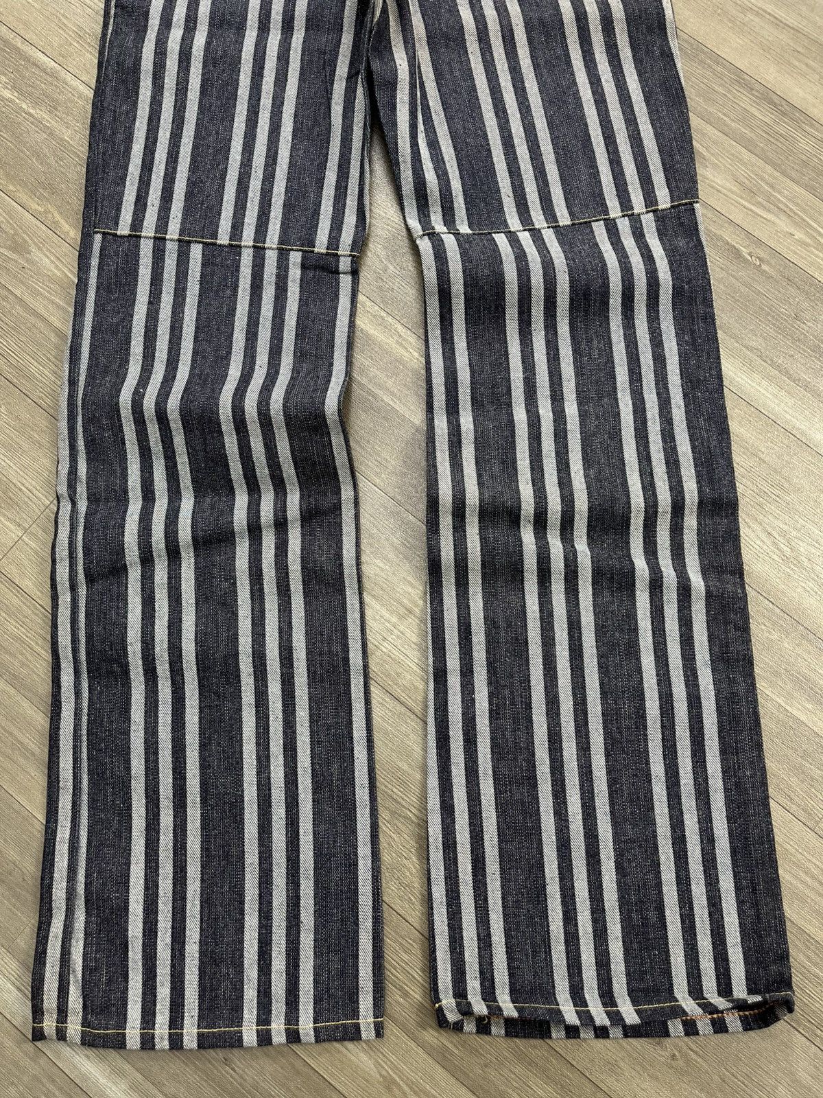 Japanese Brand Vintage Blue Way Japan Striped Indigo Denim Flared Jeans Size US 33 - 11 Thumbnail