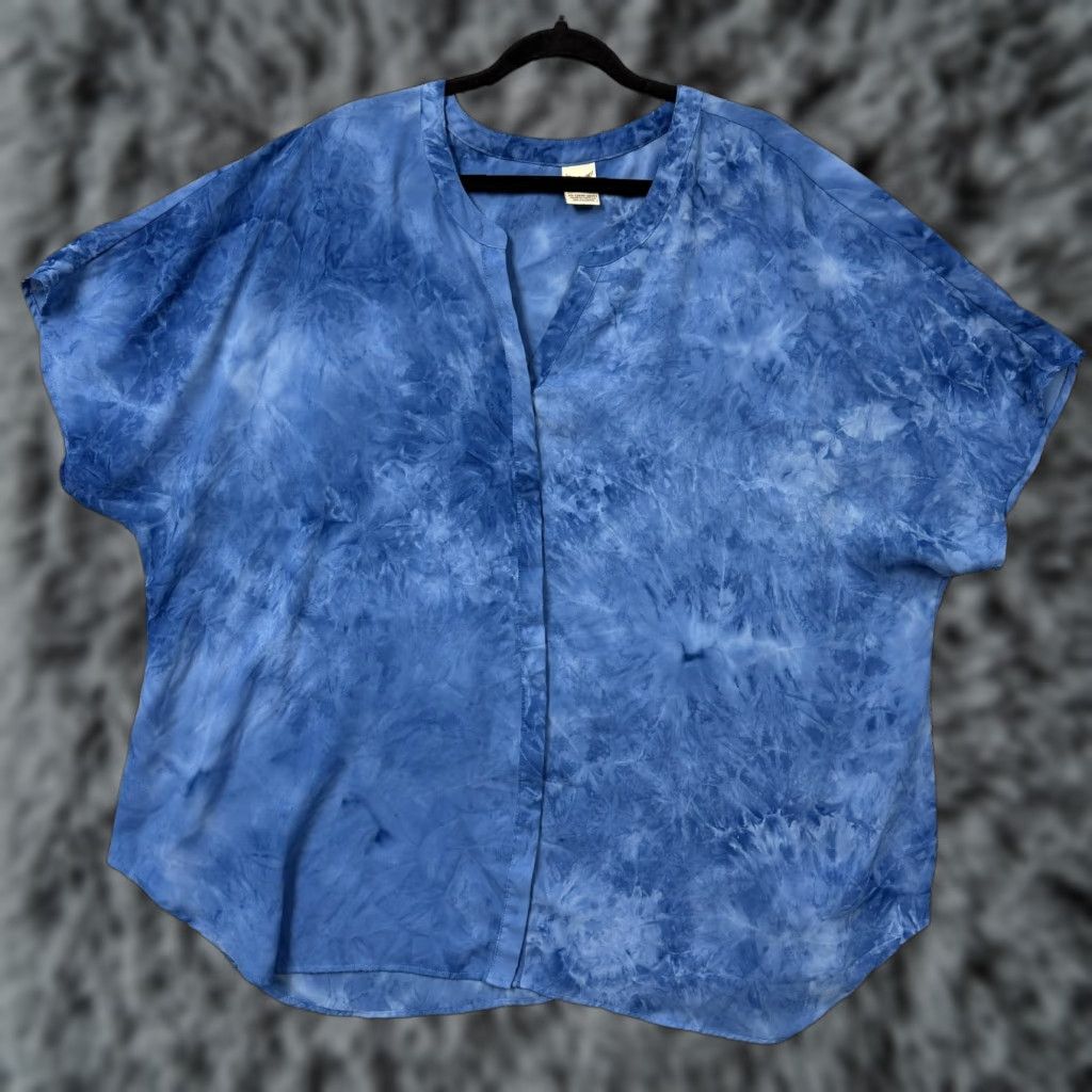 Faded Glory VINTAGE Faded Glory Kimono Blouse Womens 4X Plus Blue Tie Dye Chiffon Coastal Indie Boho Size XXL / US 16-18 / IT 52-54 - 1 Thumbnail