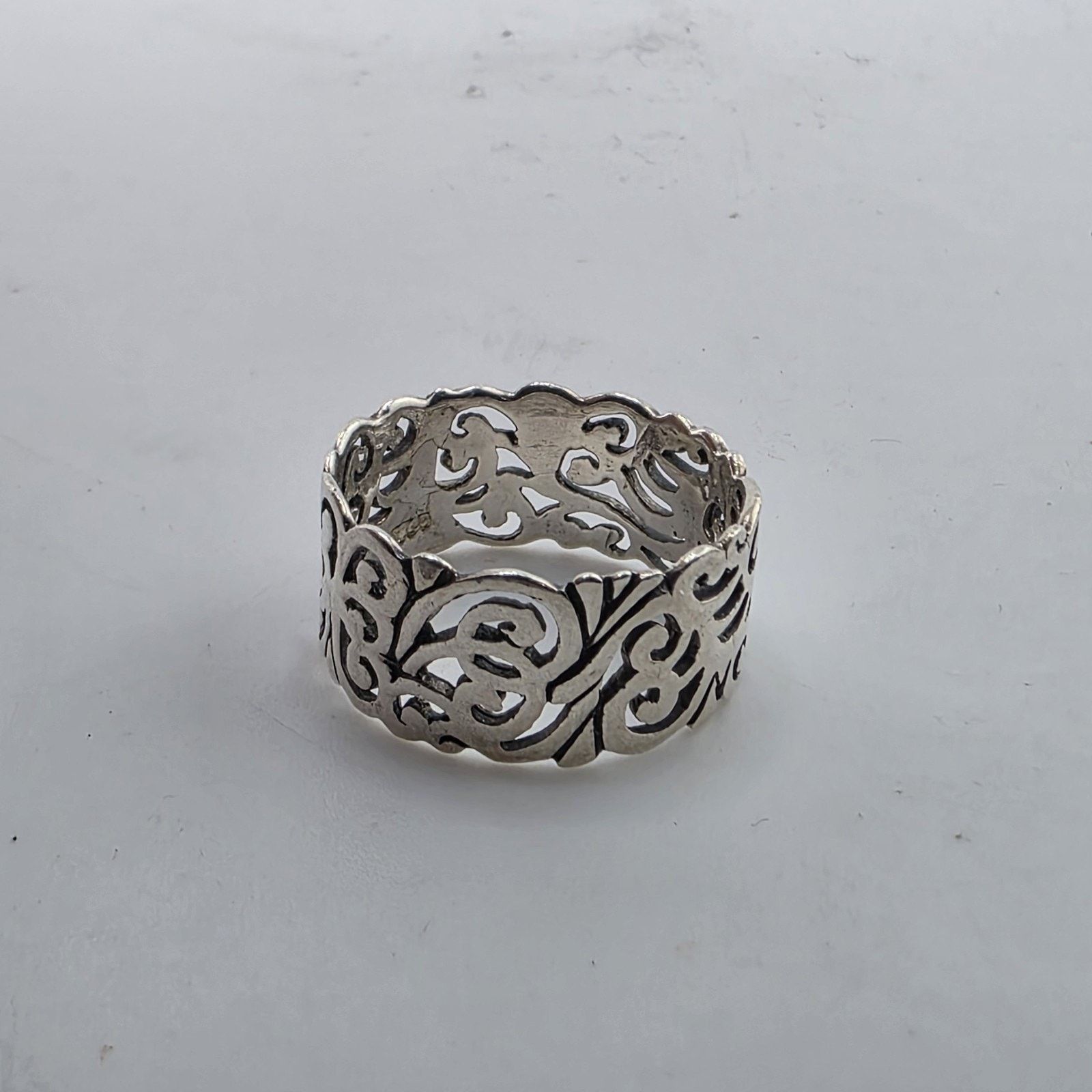 Other Sterling Silver Openwork Band Ring 6.75-7 Abstract Filigree Size ONE SIZE - 4 Thumbnail
