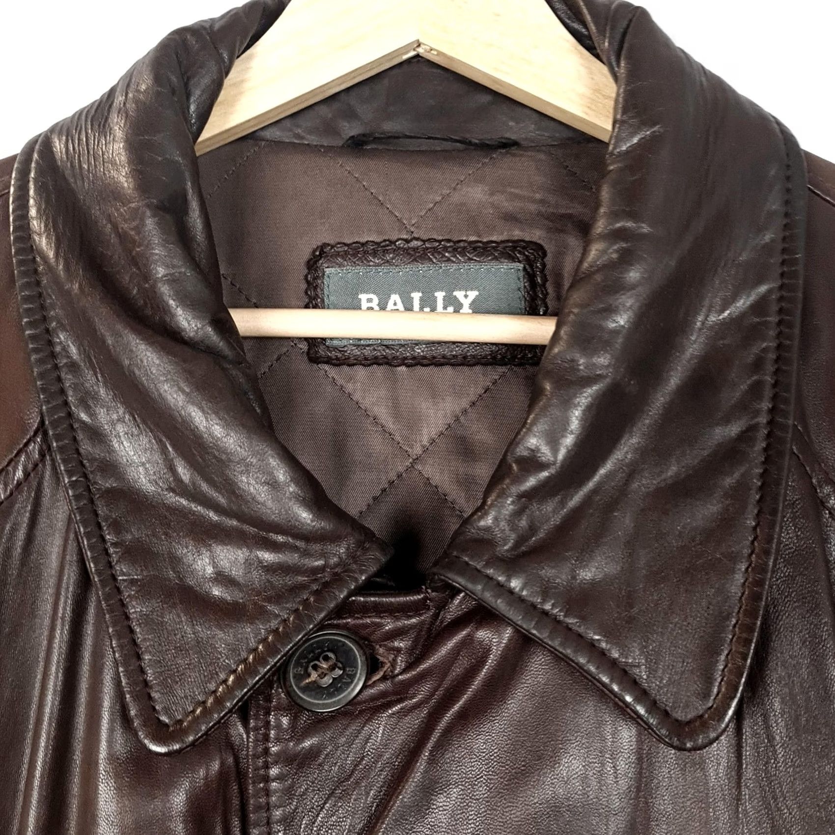 Bally Bally Coat Mens 48 Brown Leather Belted Trench Wool Lined Mid-Length Coat Size US M / EU 48-50 / 2 - 2 Thumbnail