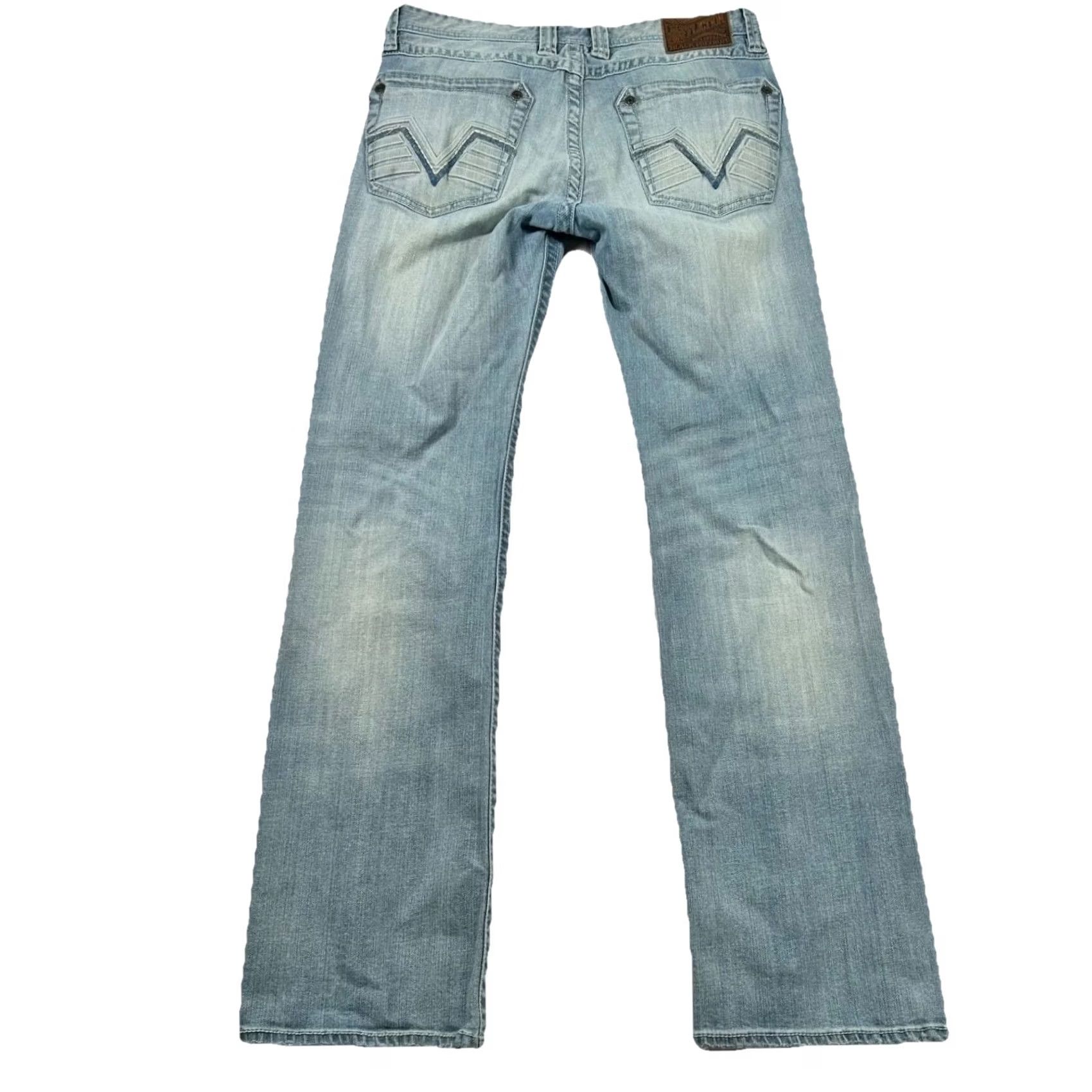 Affliction Affliction Jeans Mens 32x32 Straight Leg Whiskered Light Wash Denim Y2K Wings Size US 32 / EU 48 - 2 Thumbnail