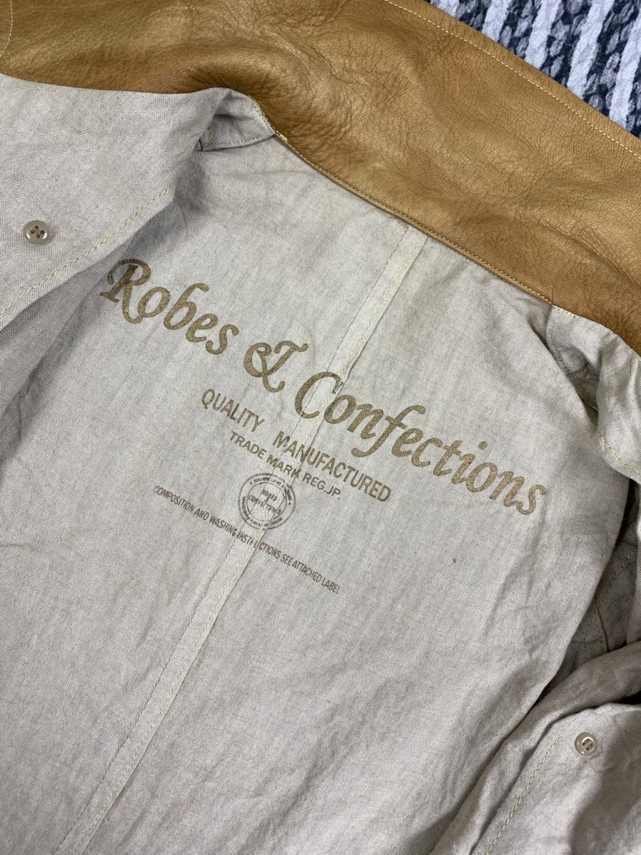 Japanese Brand Vintage Robes & Confections Leather Collar Long Jacket Size US M / EU 48-50 / 2 - 11 Thumbnail