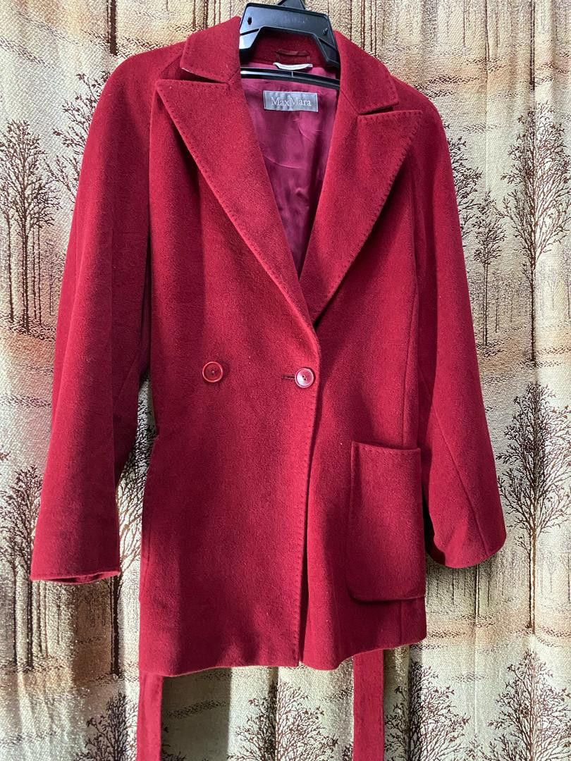 Max Mara Max Mara Double Breasted Wool Maroon Coat Size M / US 6-8 / IT 42-44 - 3 Thumbnail