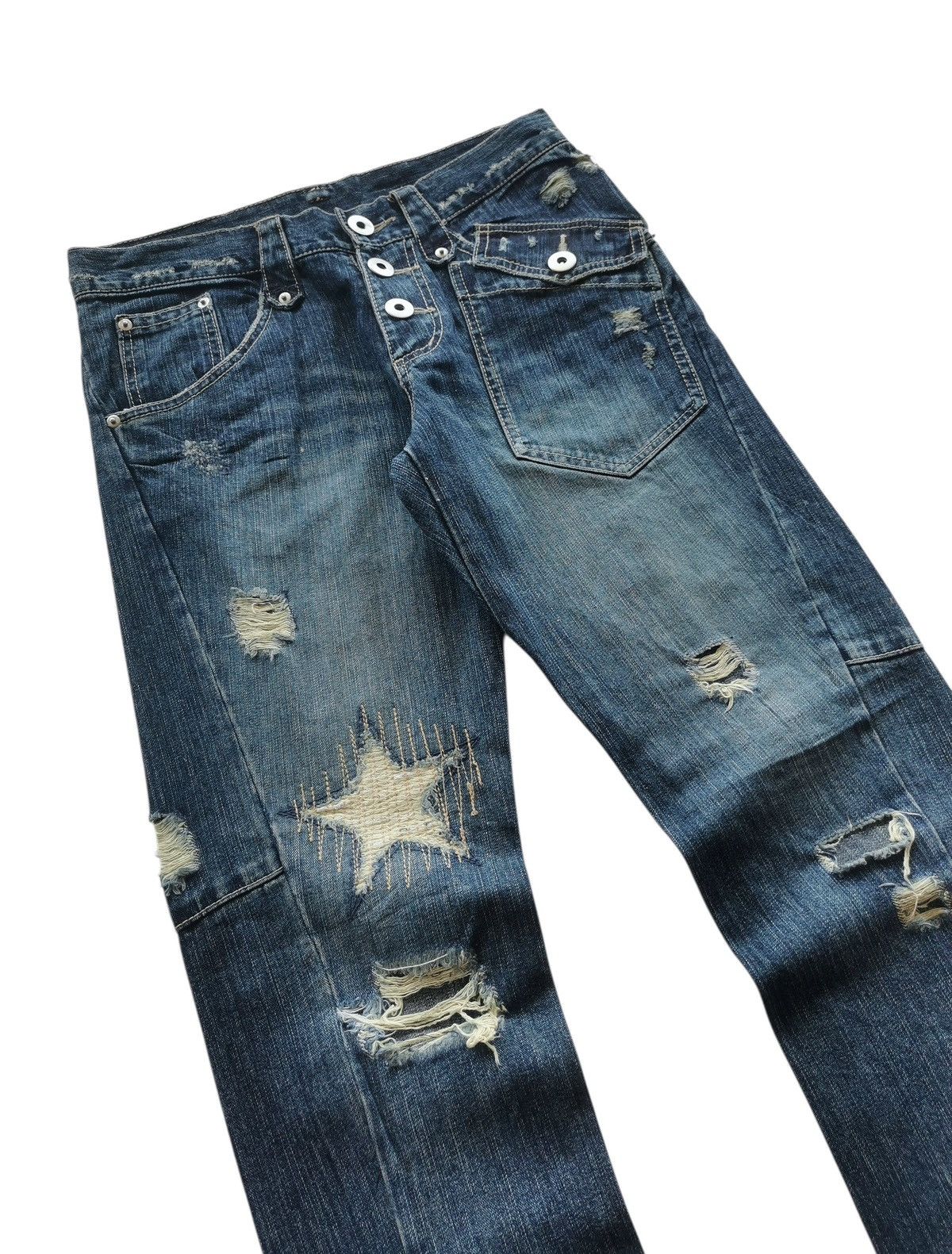 Kapital Distressed denim jeans with star patches Size US 30 / EU 46 - 6 Thumbnail
