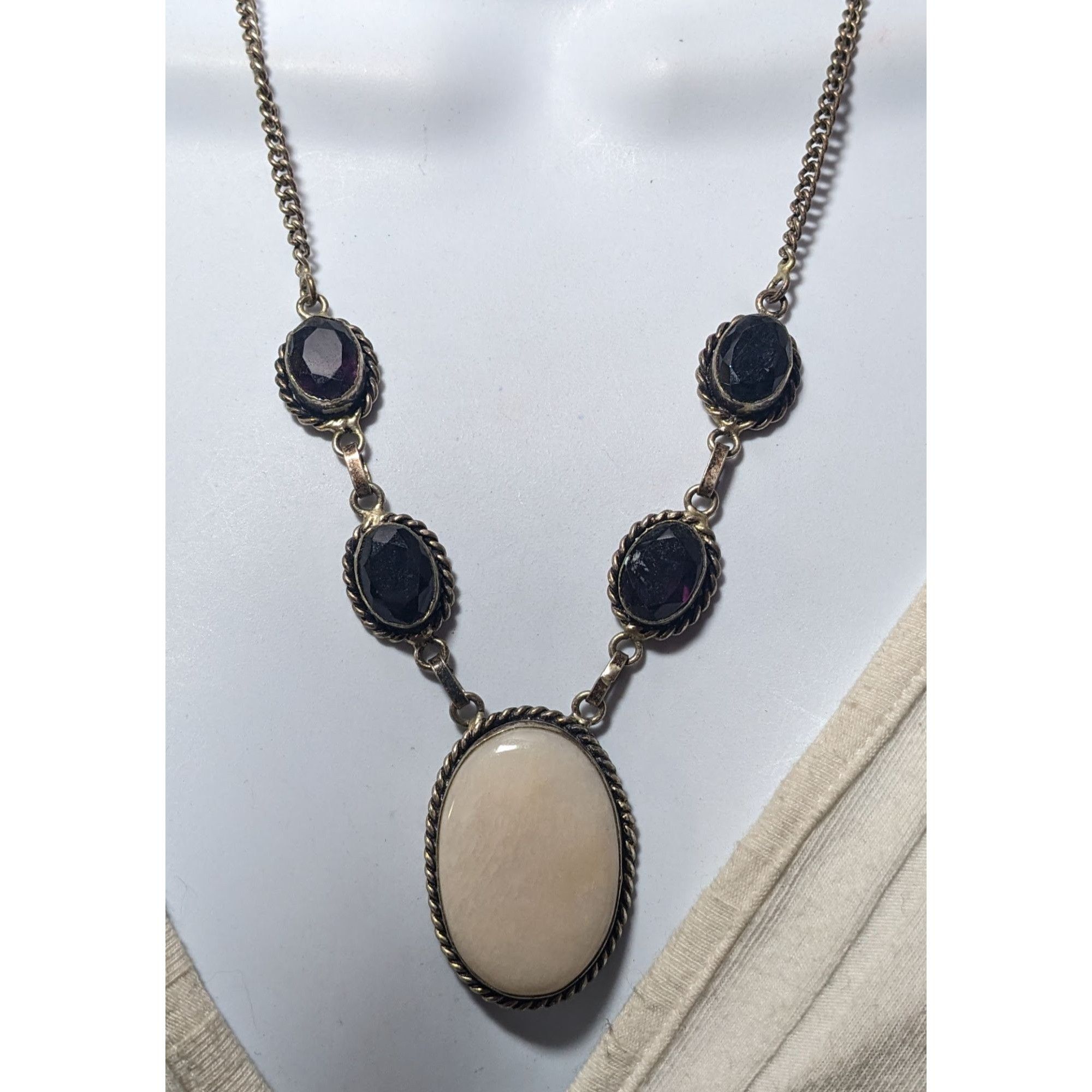 Other Vintage Sterling Silver Multi Gemstone Romantic Necklace Size ONE SIZE - 4 Thumbnail